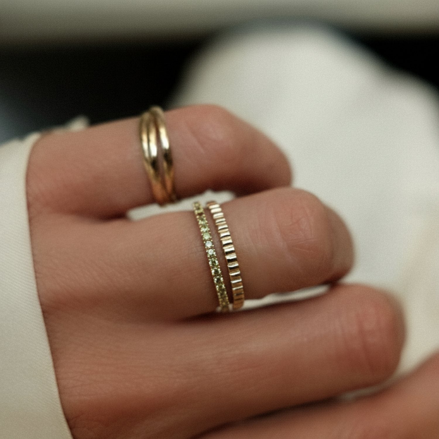 Row Peridot Ring