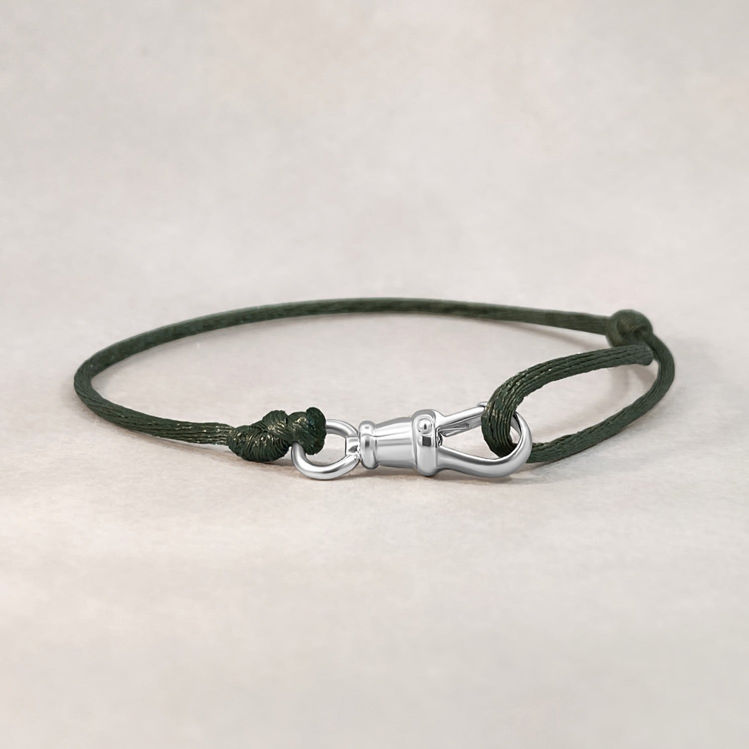 Silver Large Lock Satin Bracelet