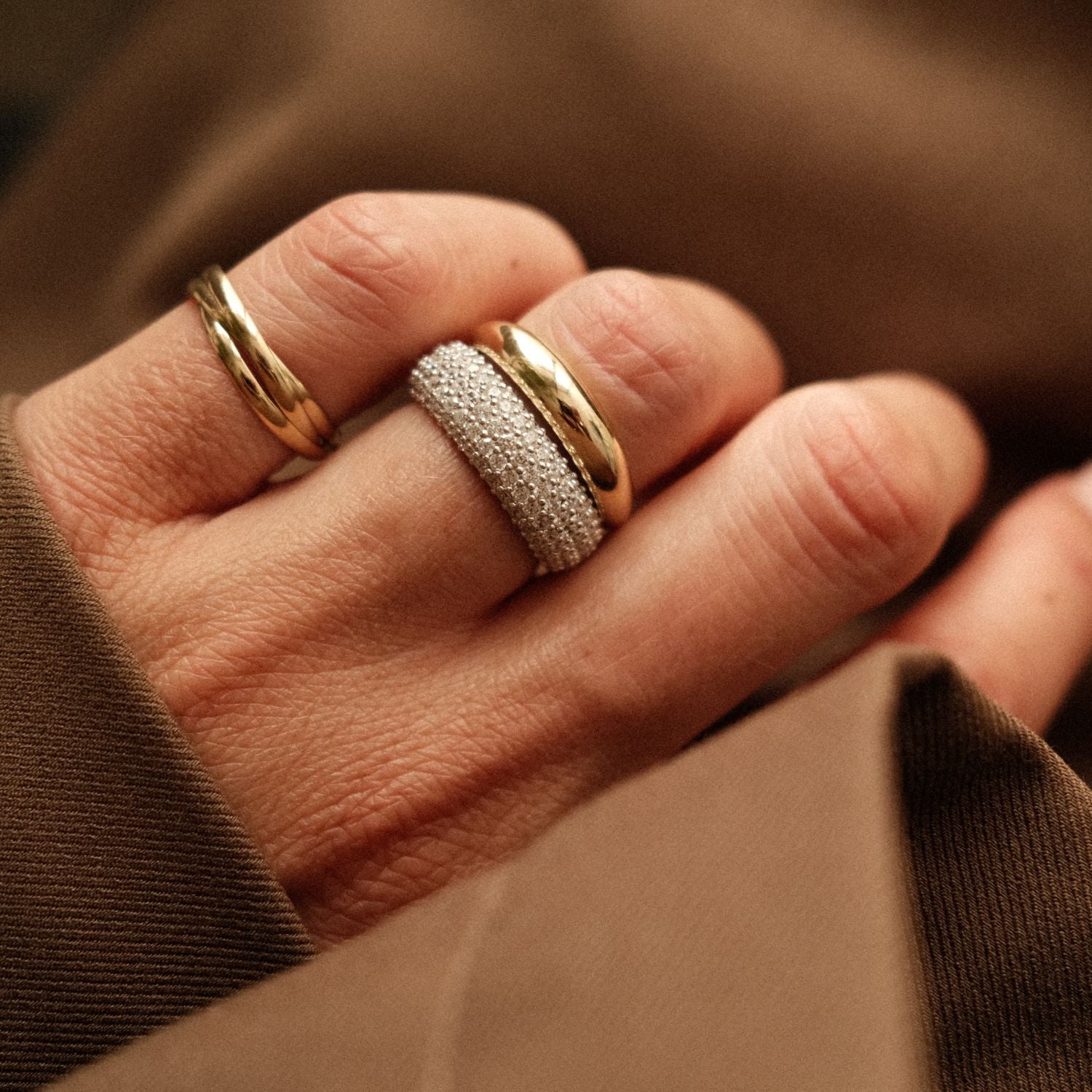 Silver Pave ring with balloon ring