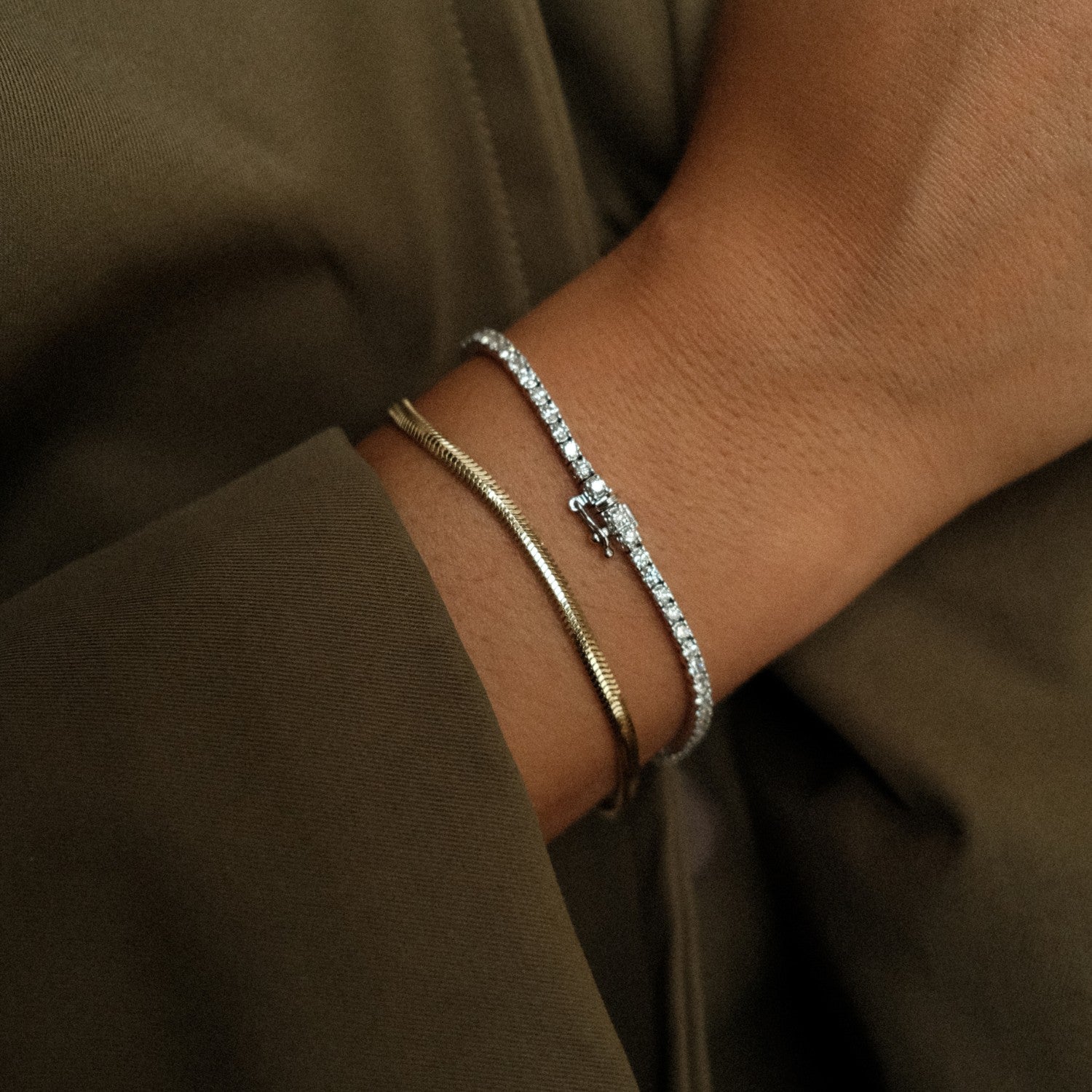 Sluiting tennis armband witgoud