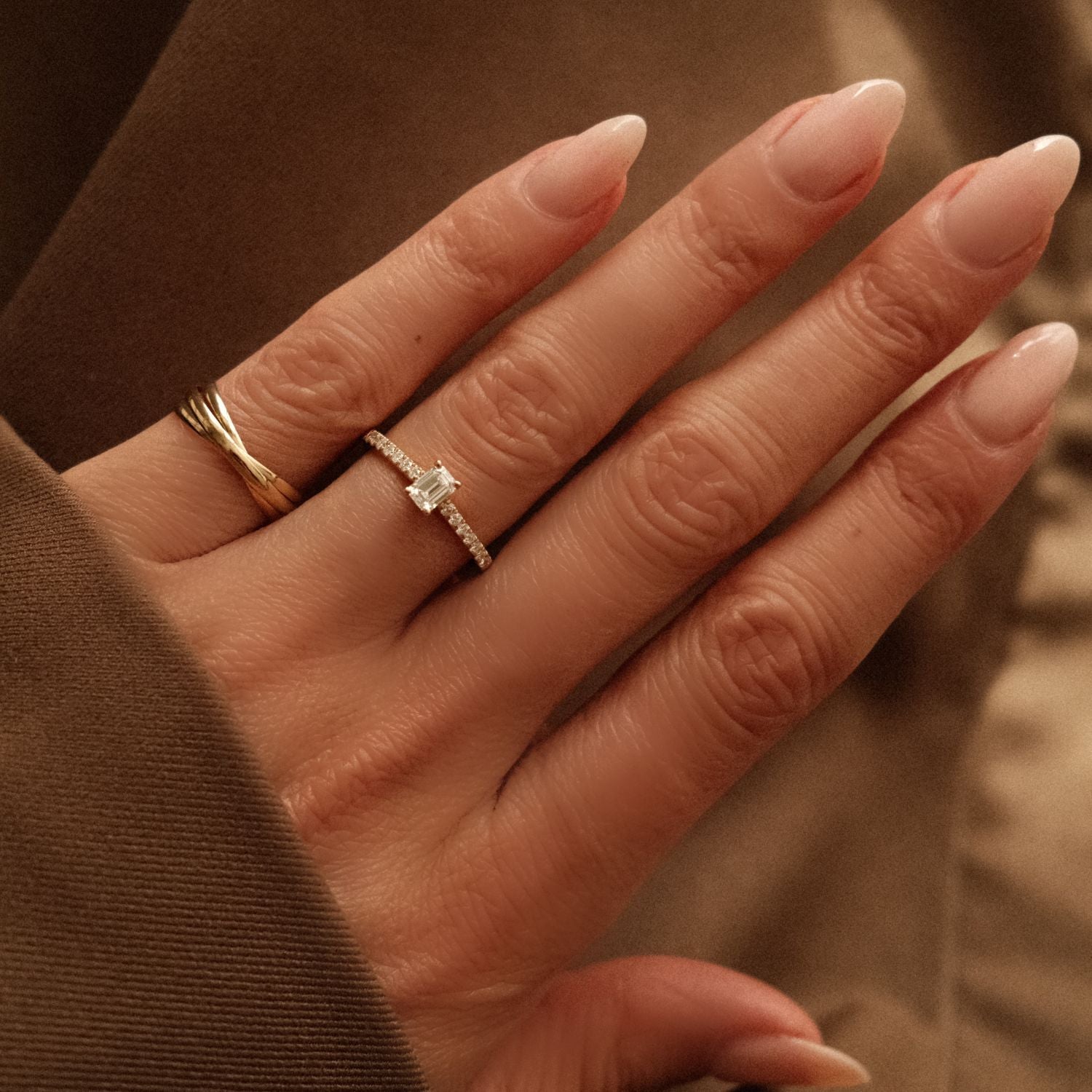 Smaragdgeslepen Diamant Ring