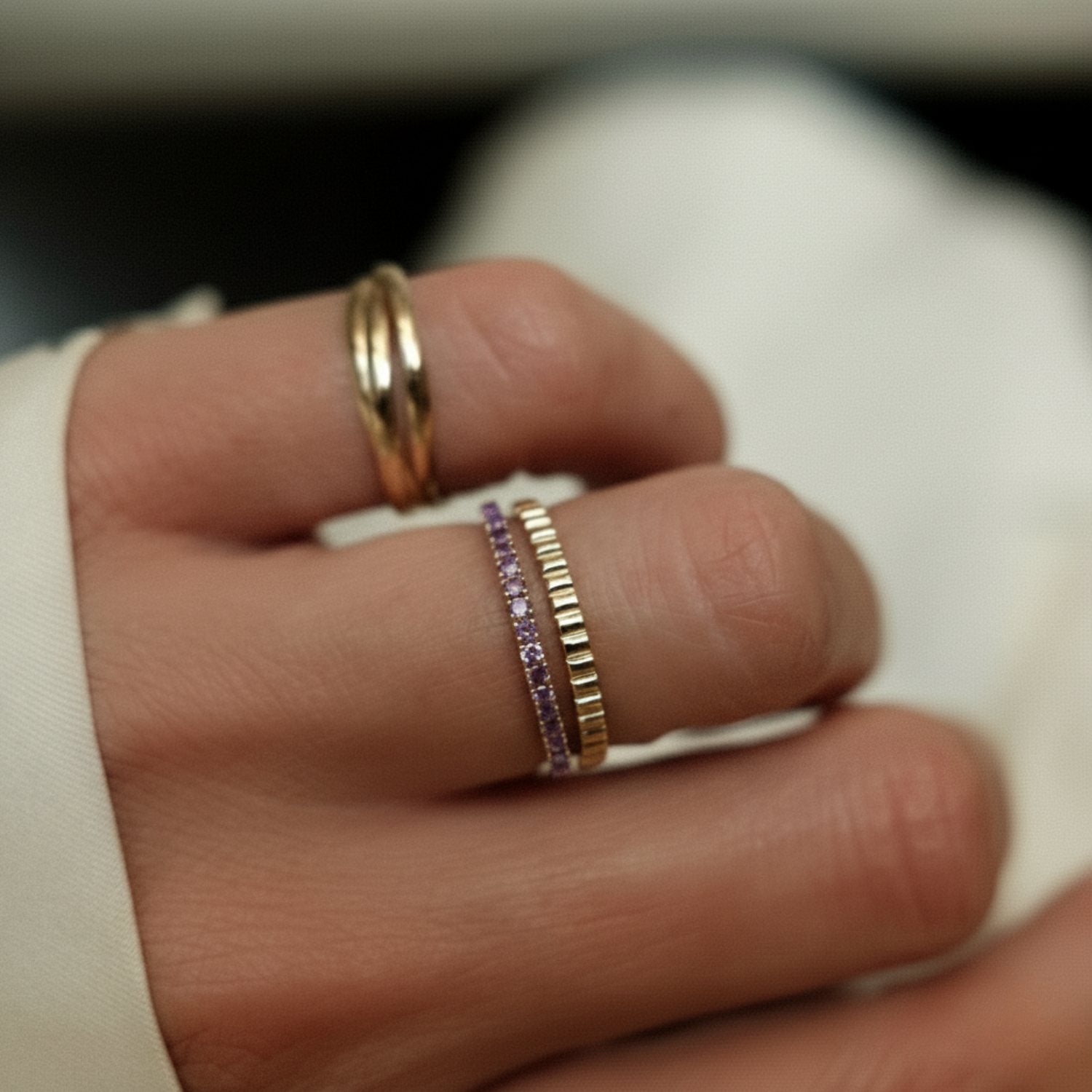Soft Amethyst Row Ring