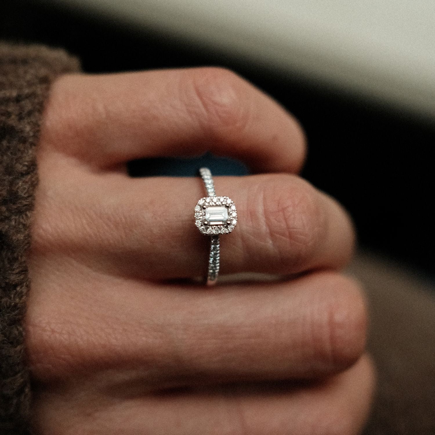 Solitaire Diamanten Halo Verlovingsring