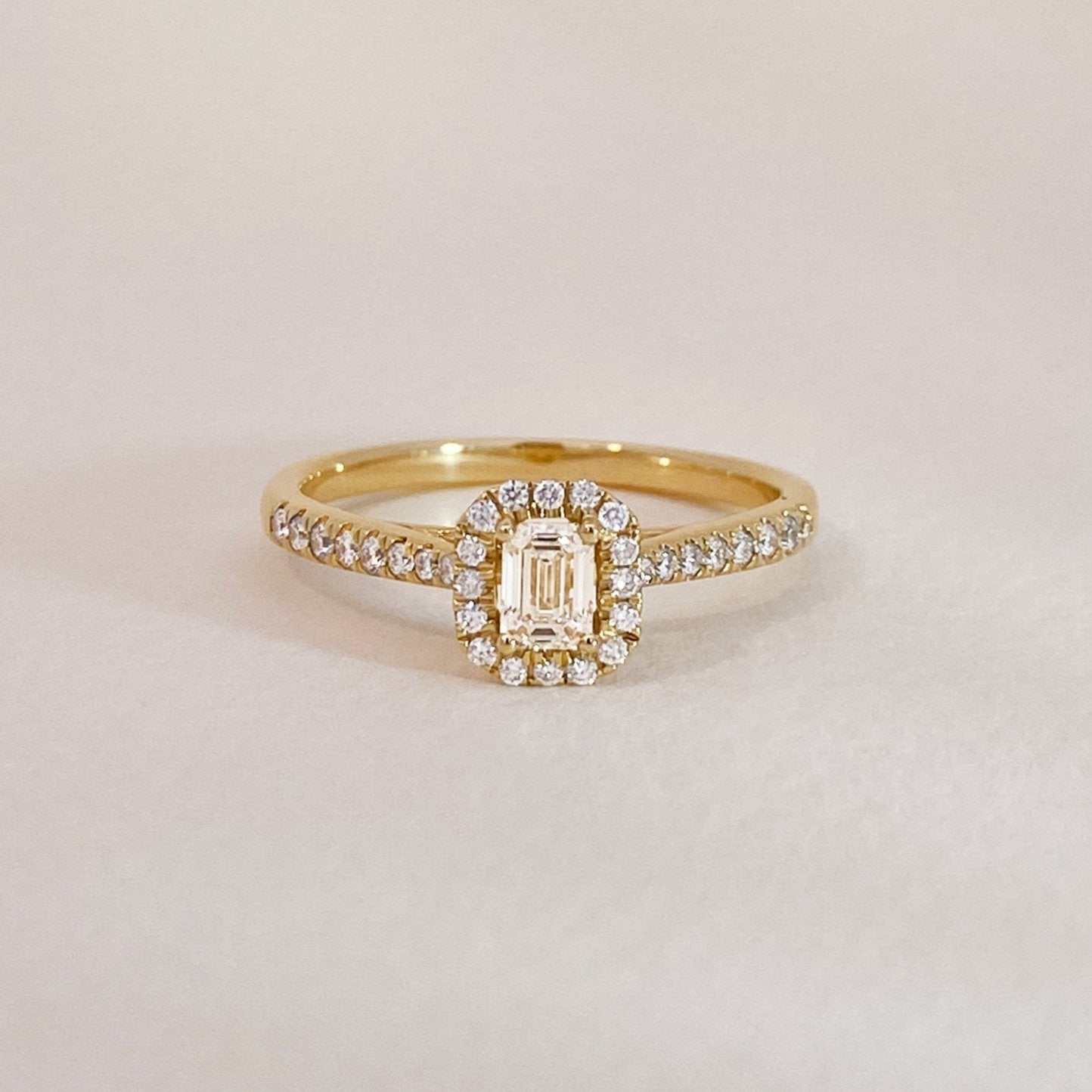 Solitaire on Diamonds Halo Engagement Ring