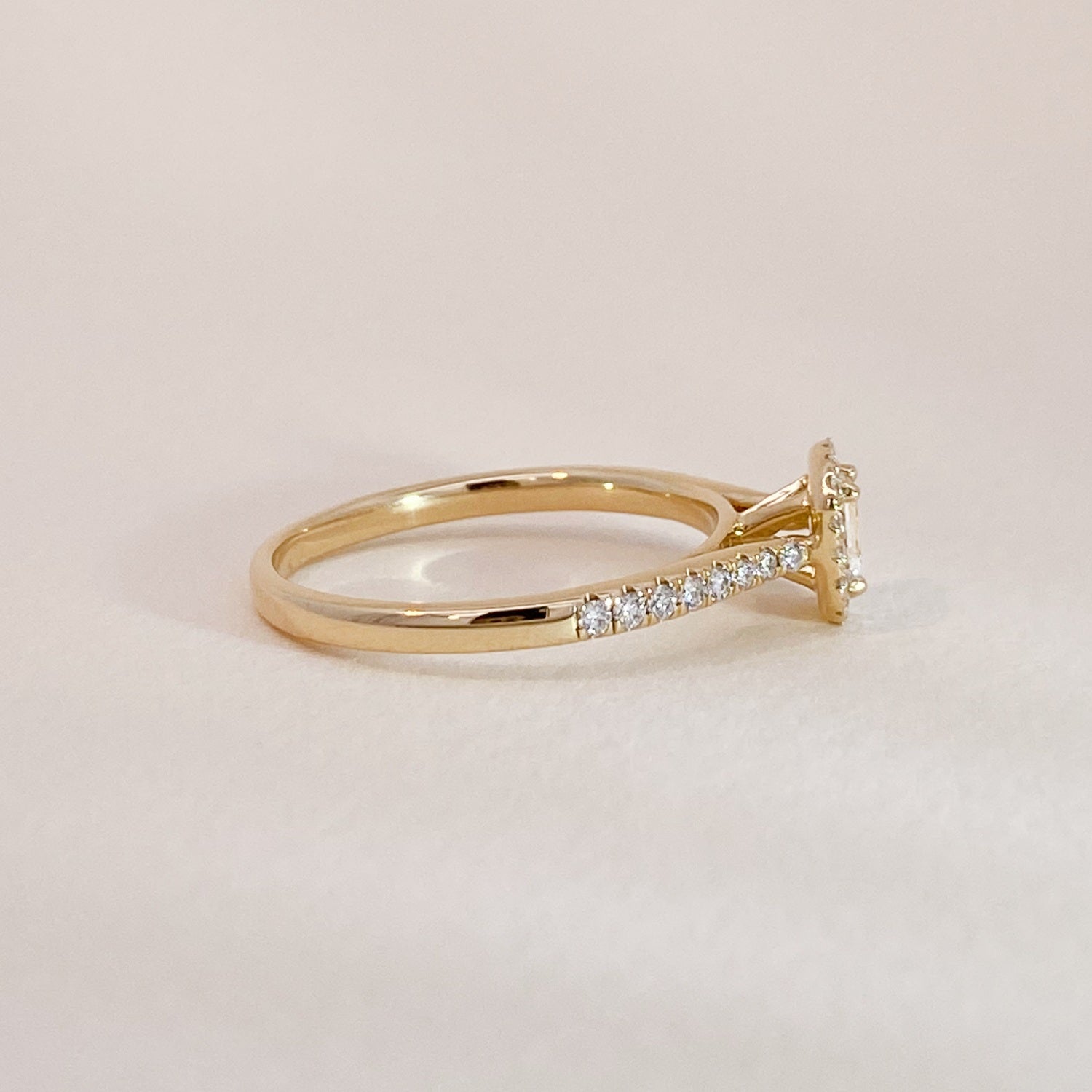 Solitaire on Diamonds Halo Ring