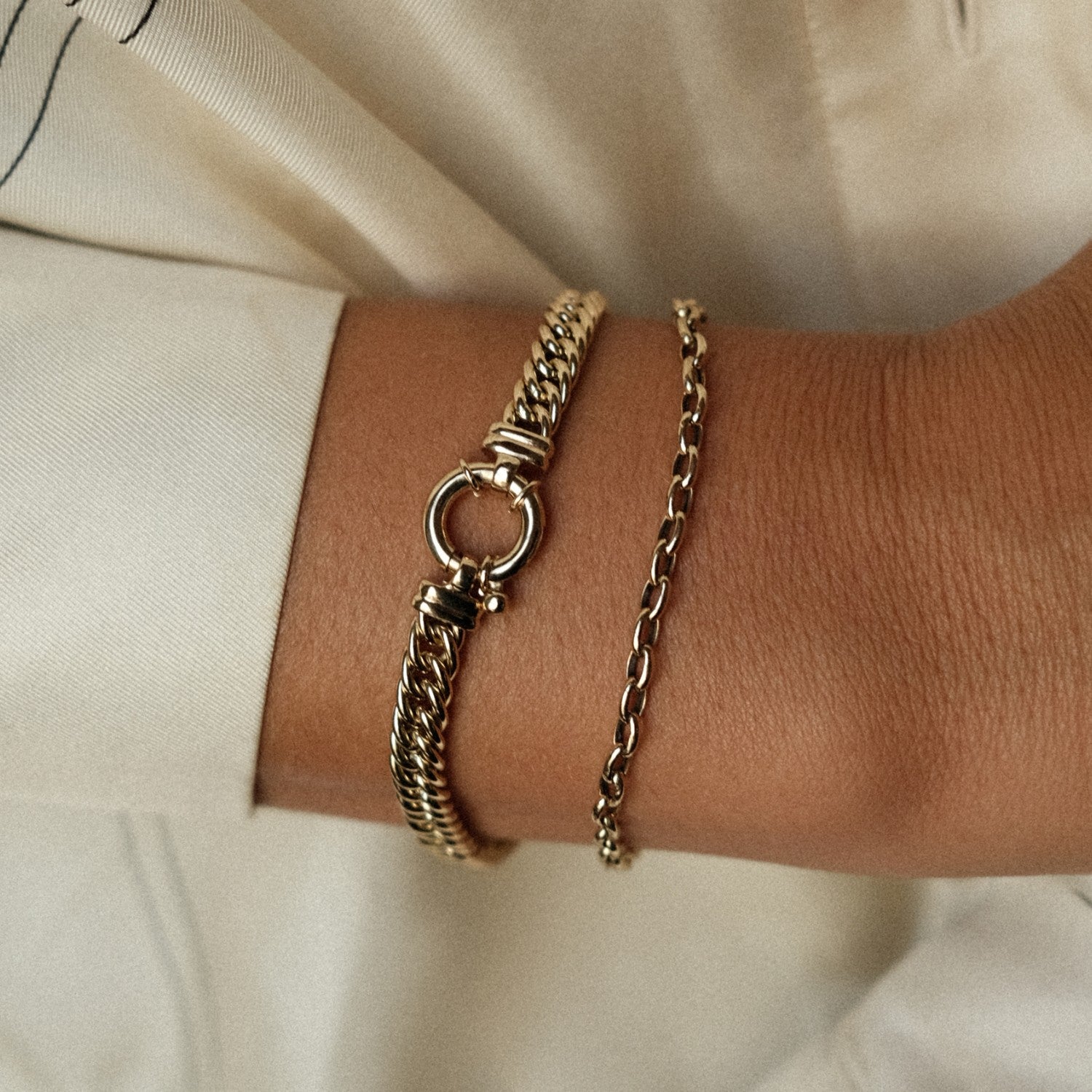 Statement gourmet armband met veerslot