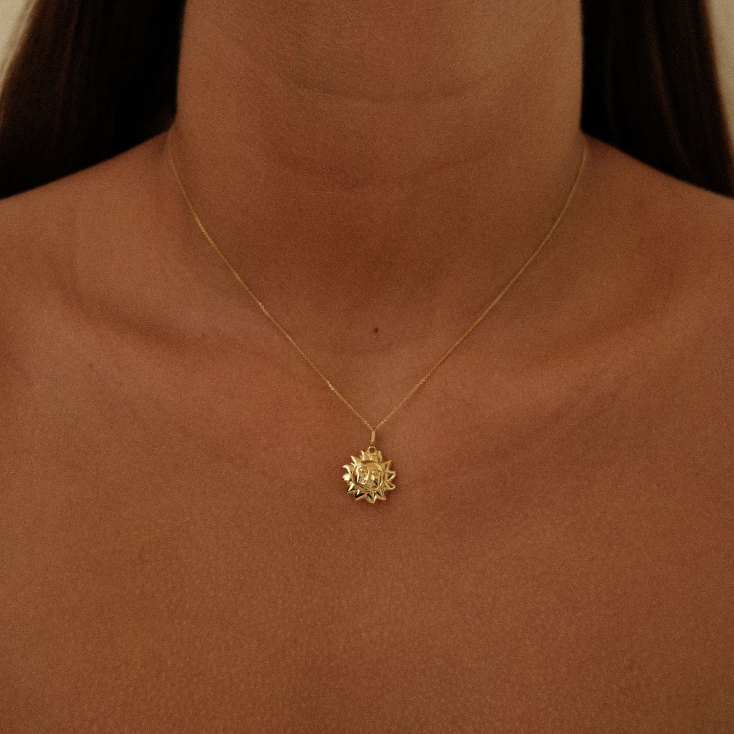 Sun charm large 14k