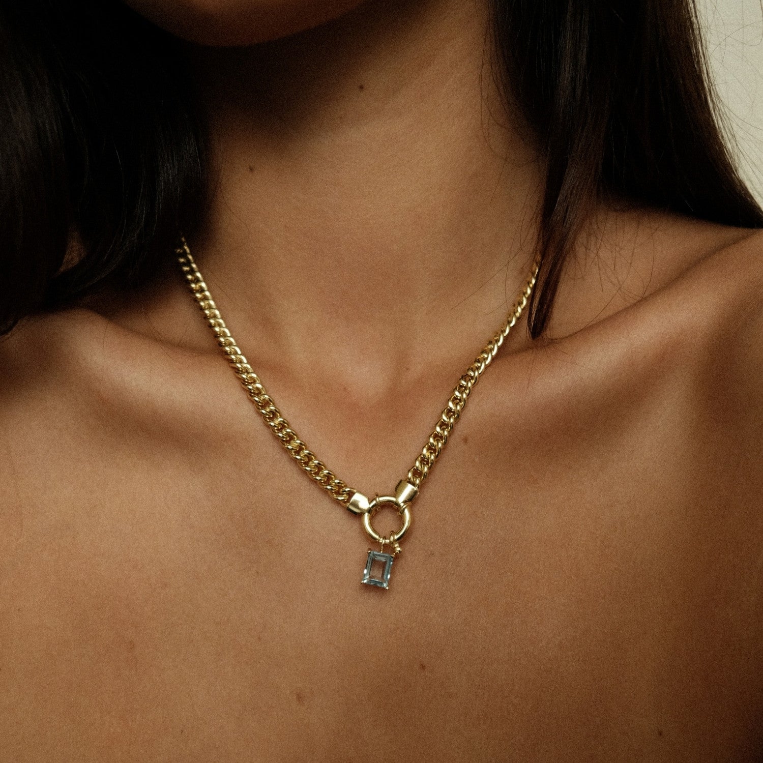 Topaas bedel met gourmet ketting