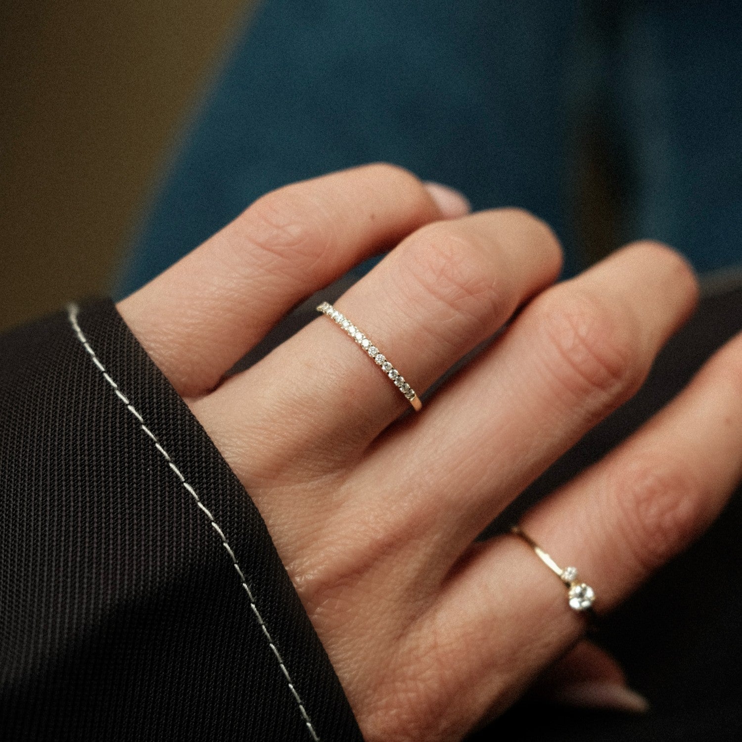 Verfijnde diamanten rij ring