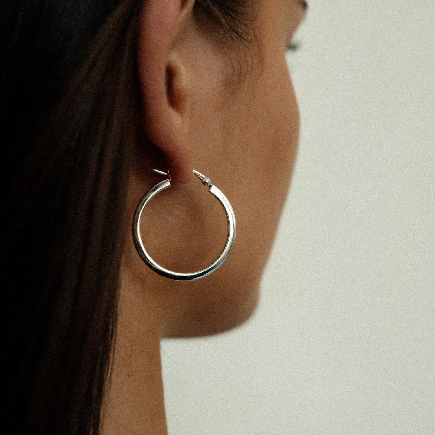 Zijkant chunky hoops zilver