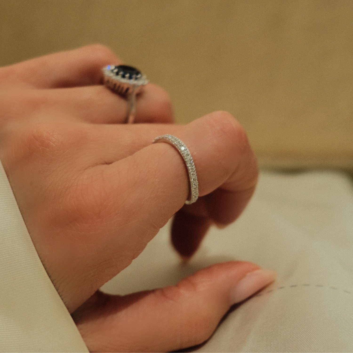 Zilver curved rij ring