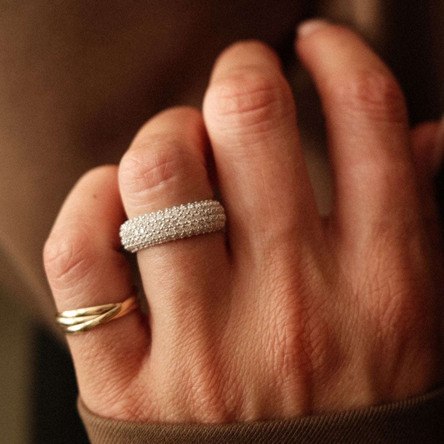 Zilveren Pave Ring Steentjes L