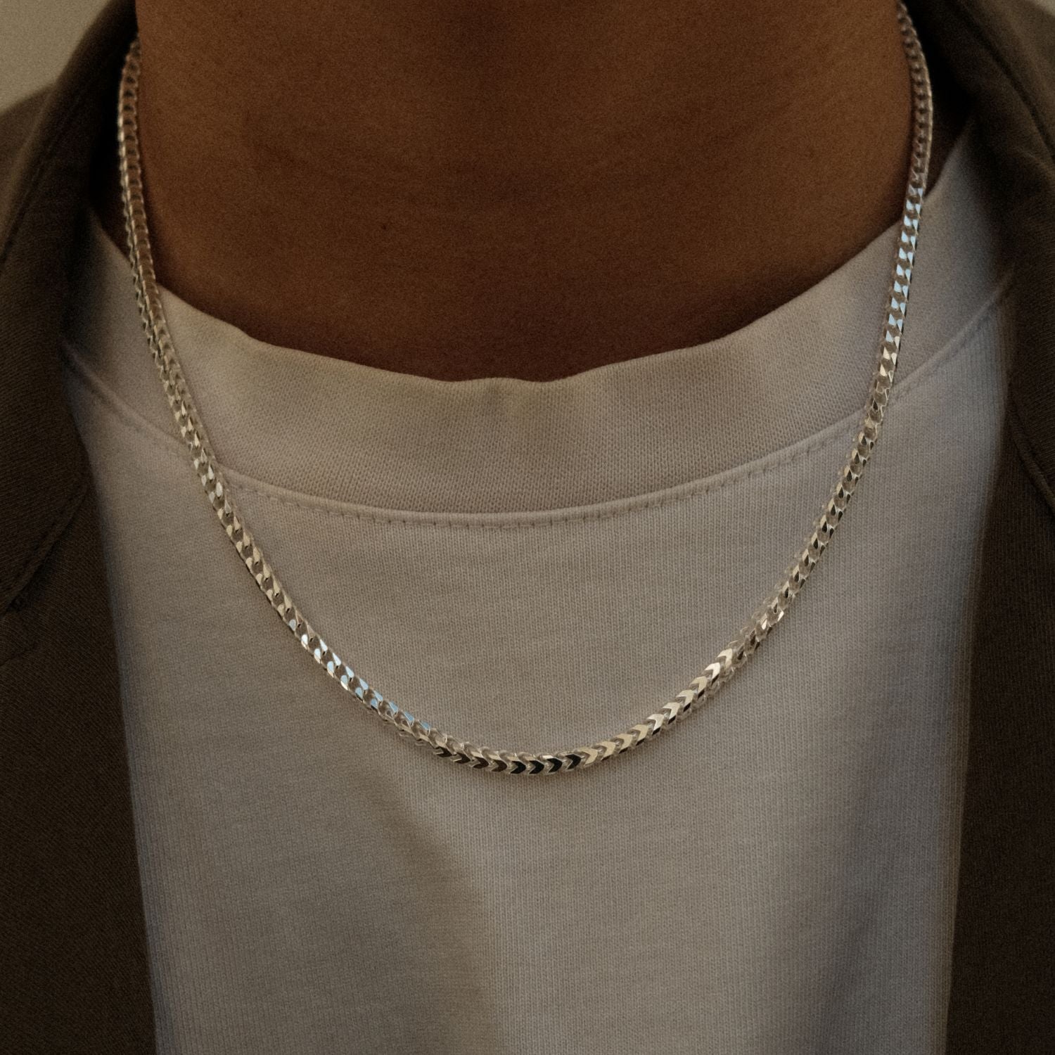 Zilveren Vierkante Gourmet Ketting