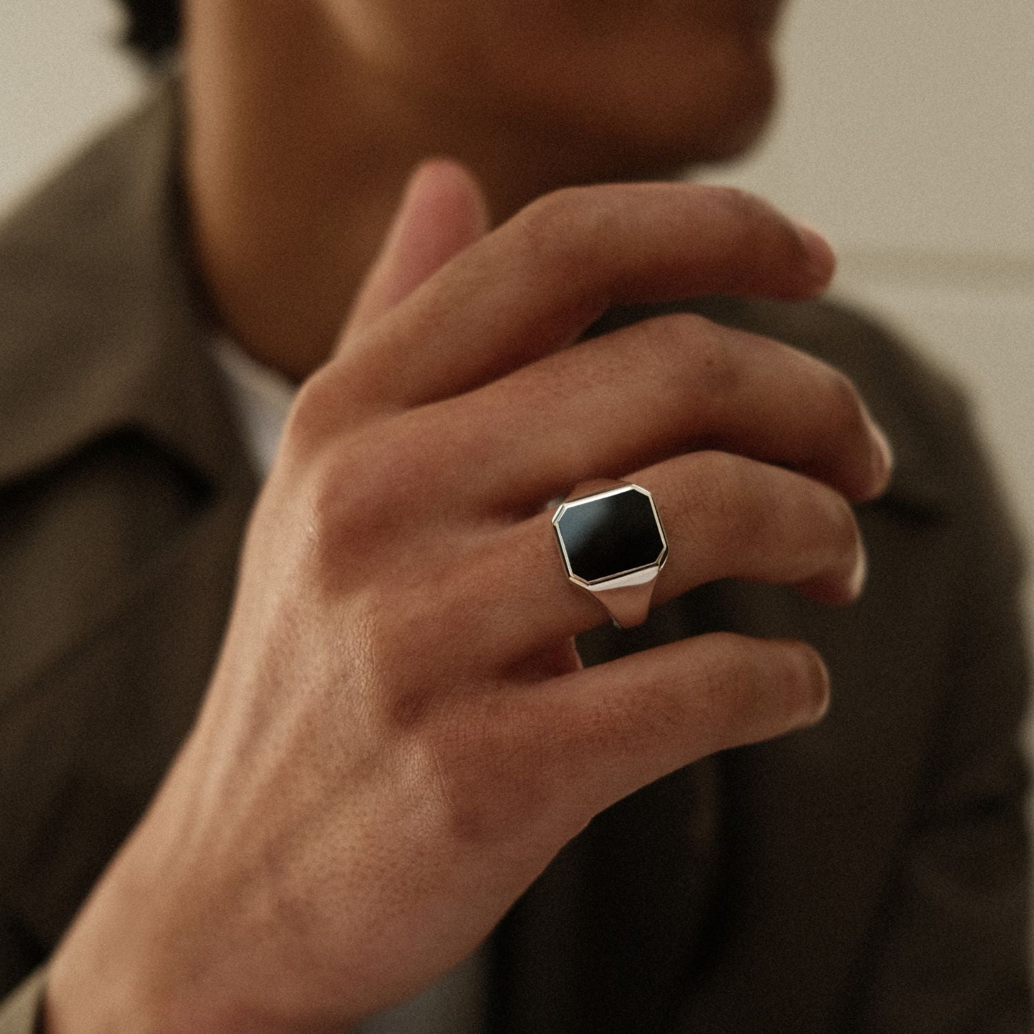 Zilveren Zegelring Onyx