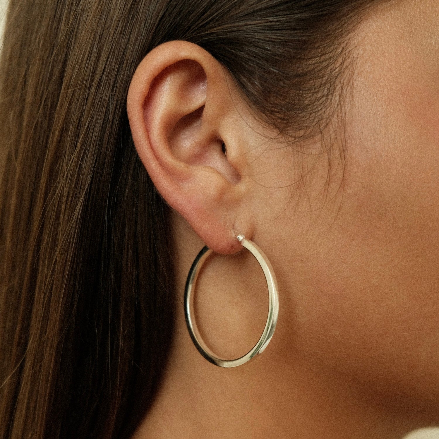 Zilveren chunky hoop L