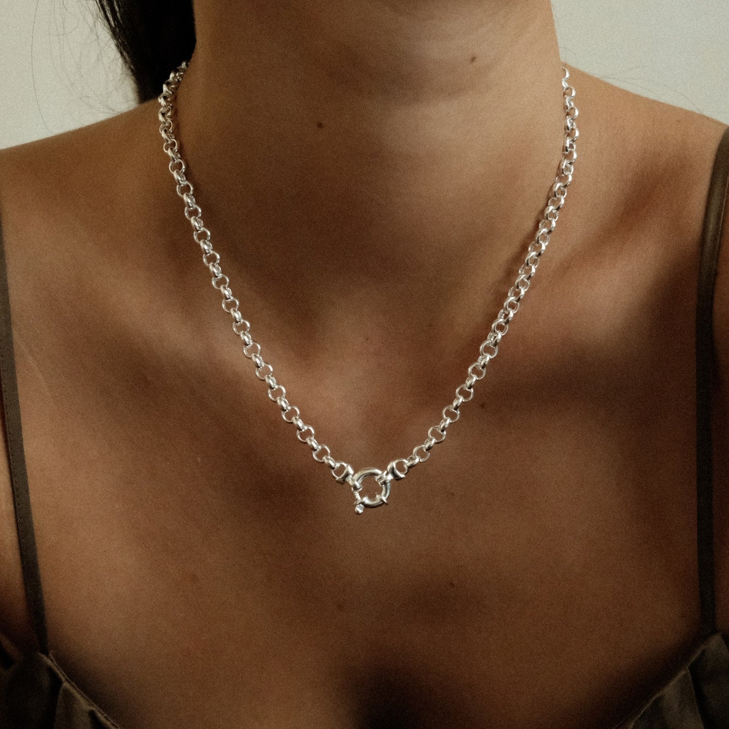 Zilveren ketting met jasseron schakel