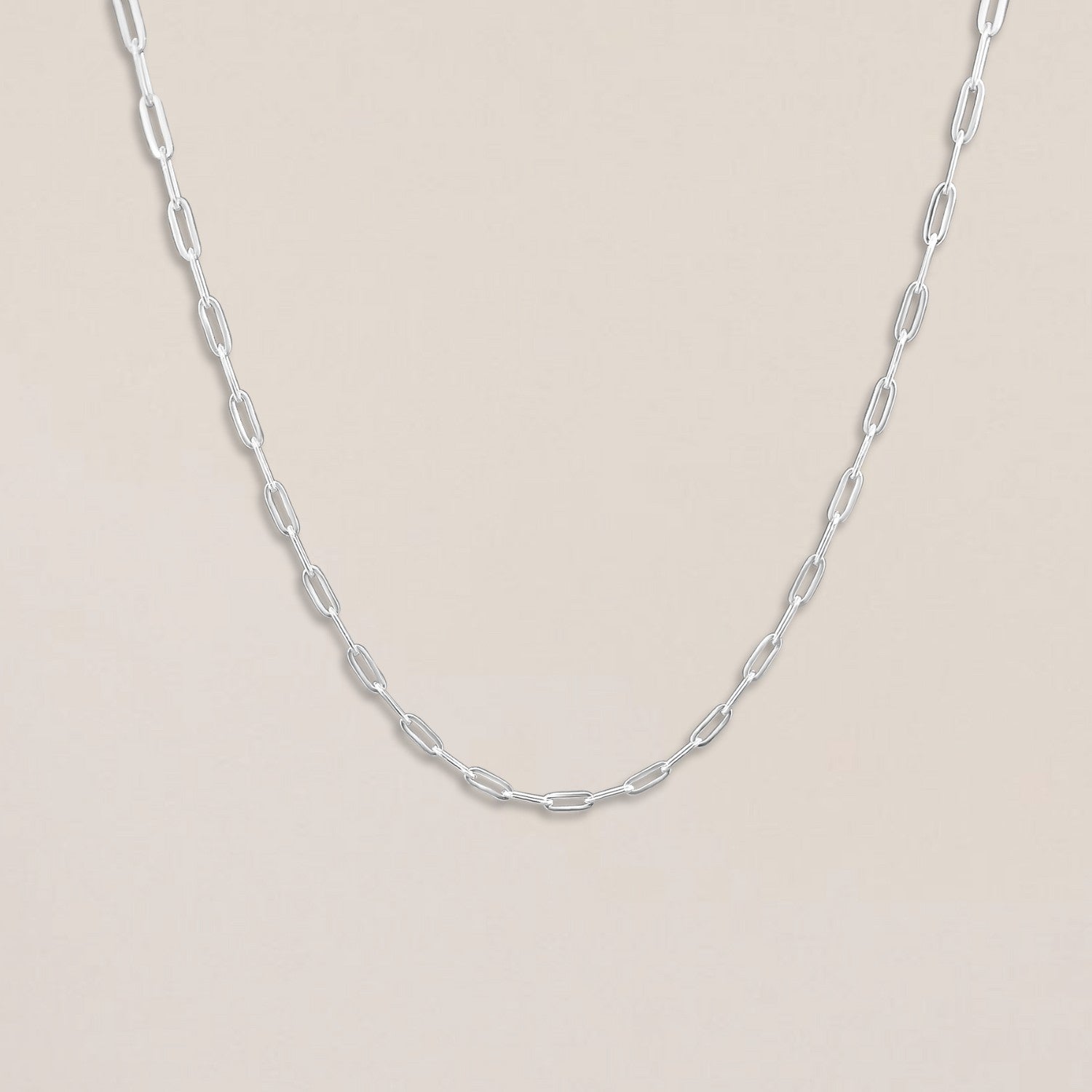 Zilveren paperclip ketting
