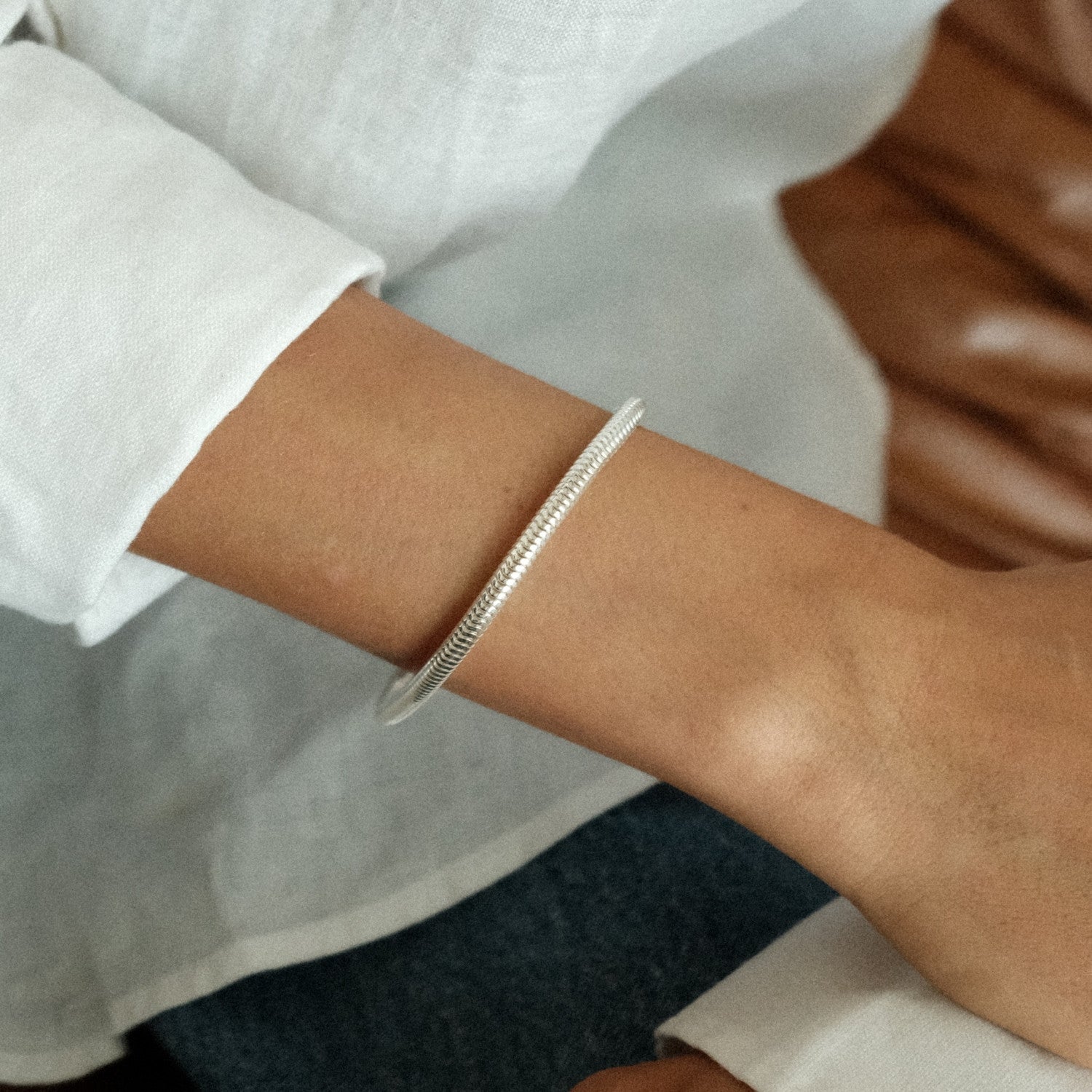 Zilveren ronde armband