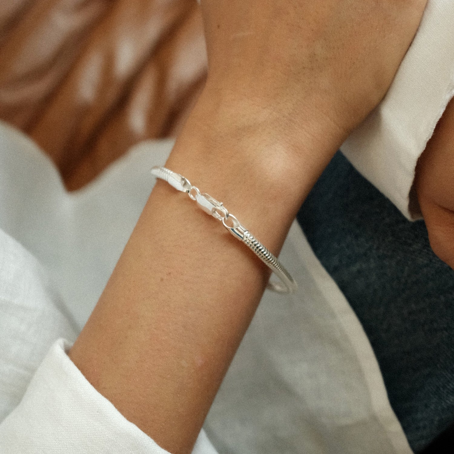 Zilveren ronde armband sluiting