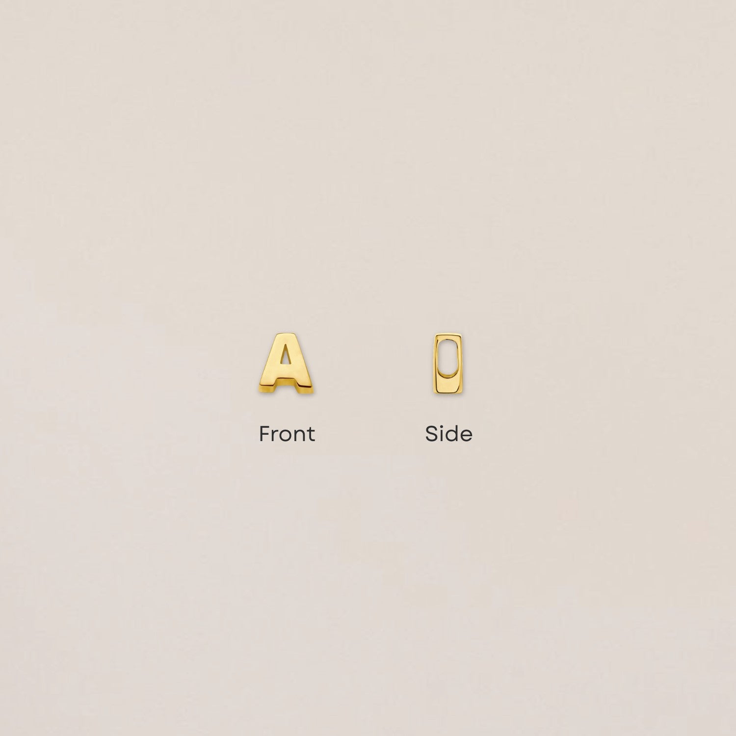 front and side initial charm