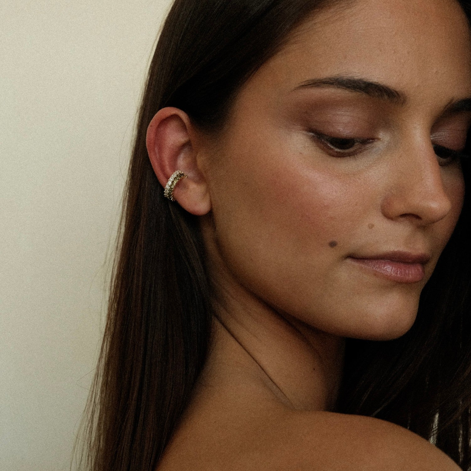 green and white ear cuff