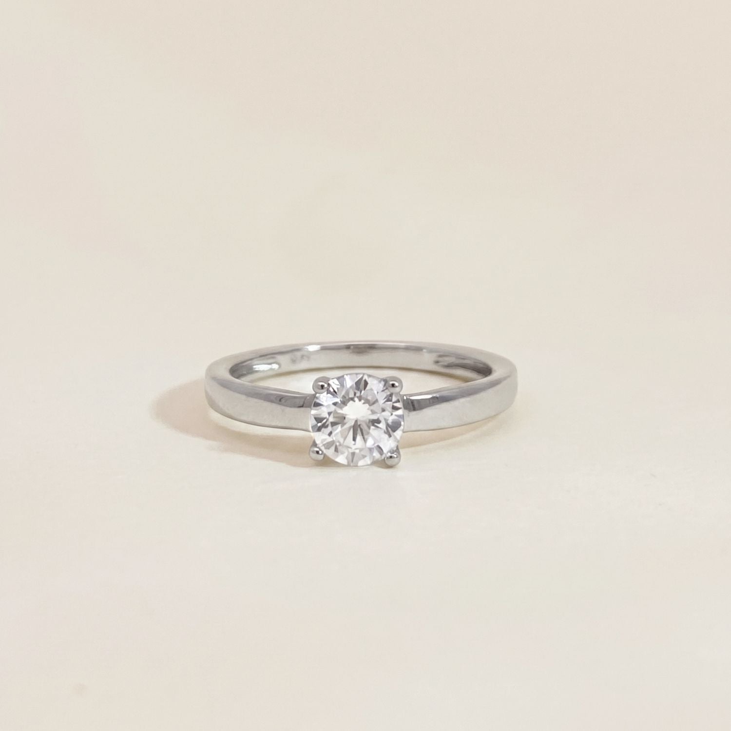 Solitair Pinkring Zilver
