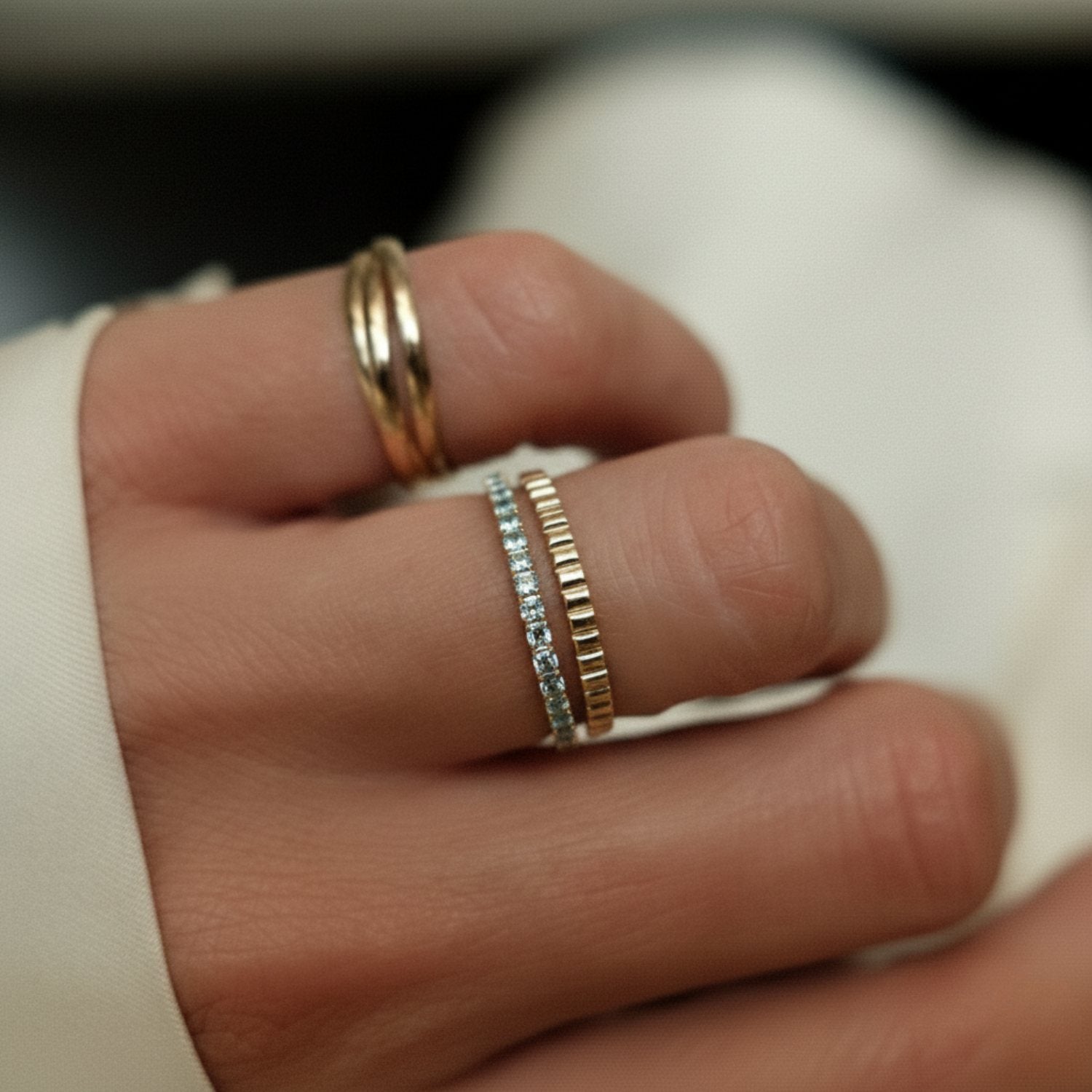 Aquamarines Row Ring