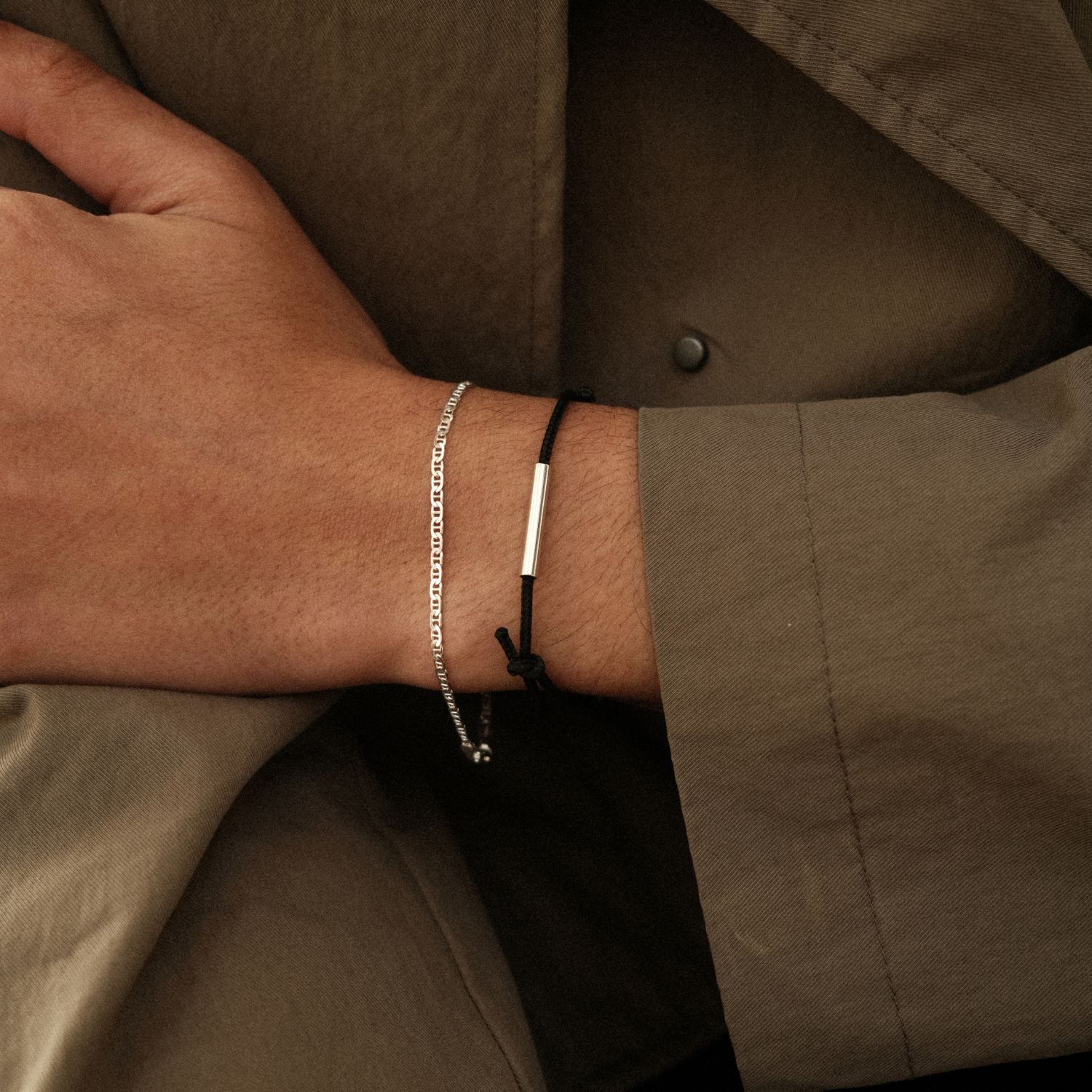 Bar Armband Heren met Koord