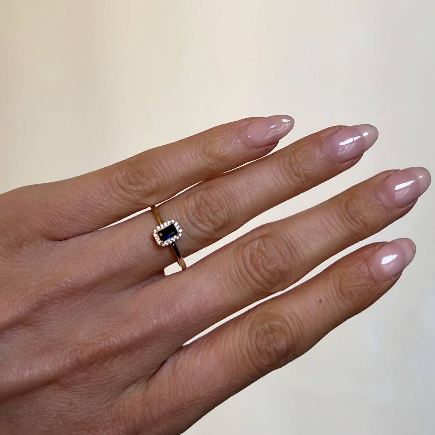Blauw Steen Baguette Halo