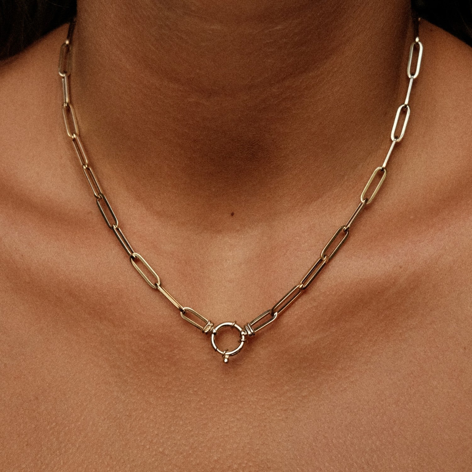 Bold paperclip necklace springlock