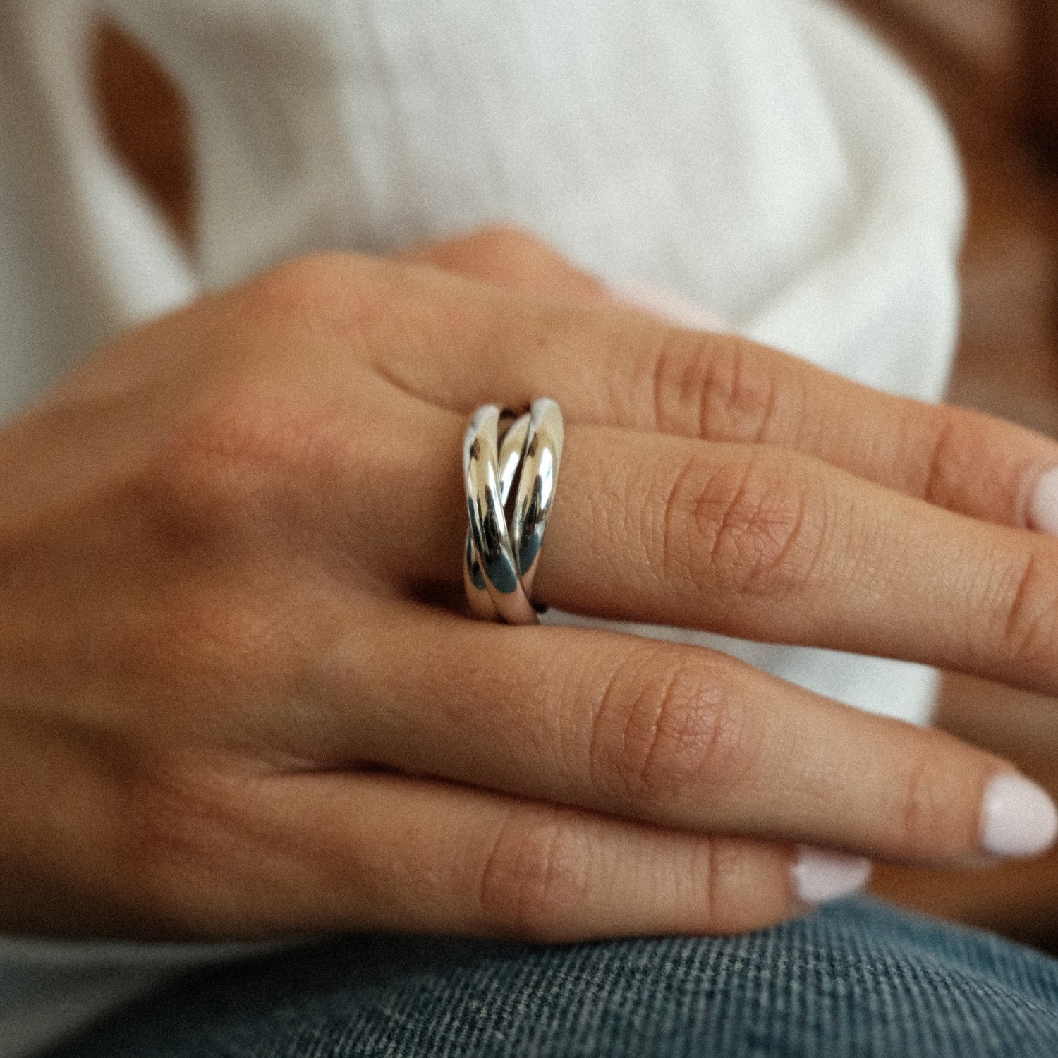 Bold trio ring zilver