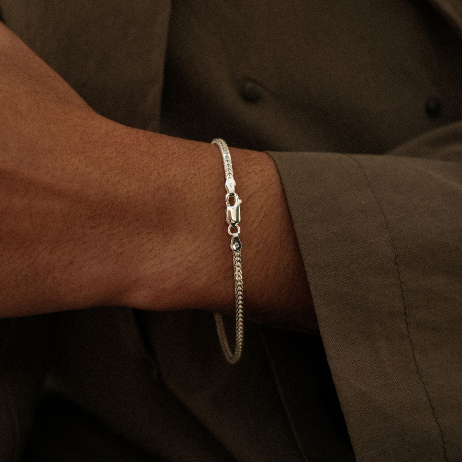 Boxy Vossenstaart Armband Zilver Mannen