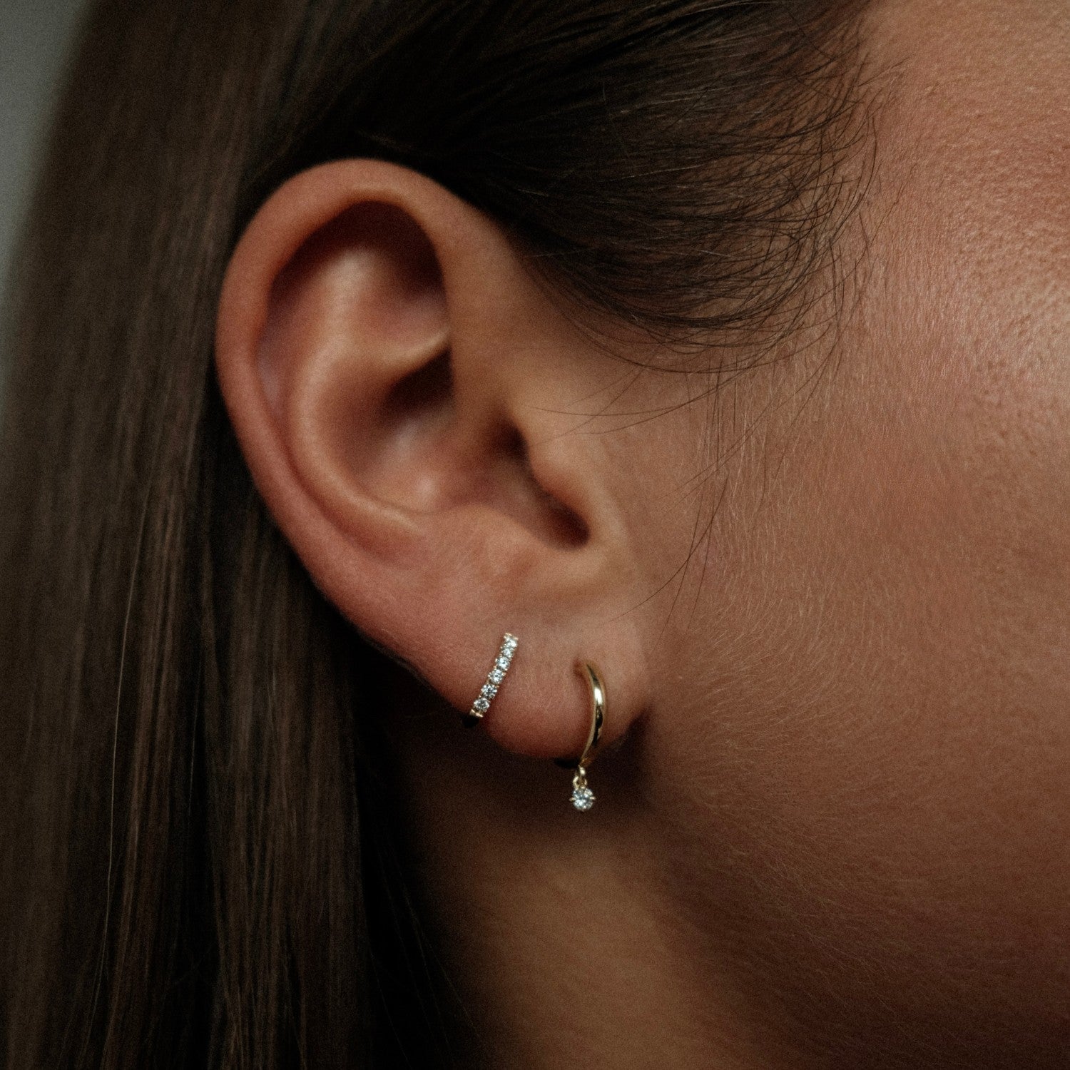 Classic diamond huggie