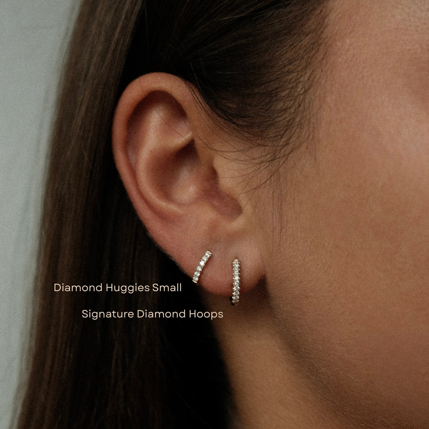 Diamanten huggie combinatie