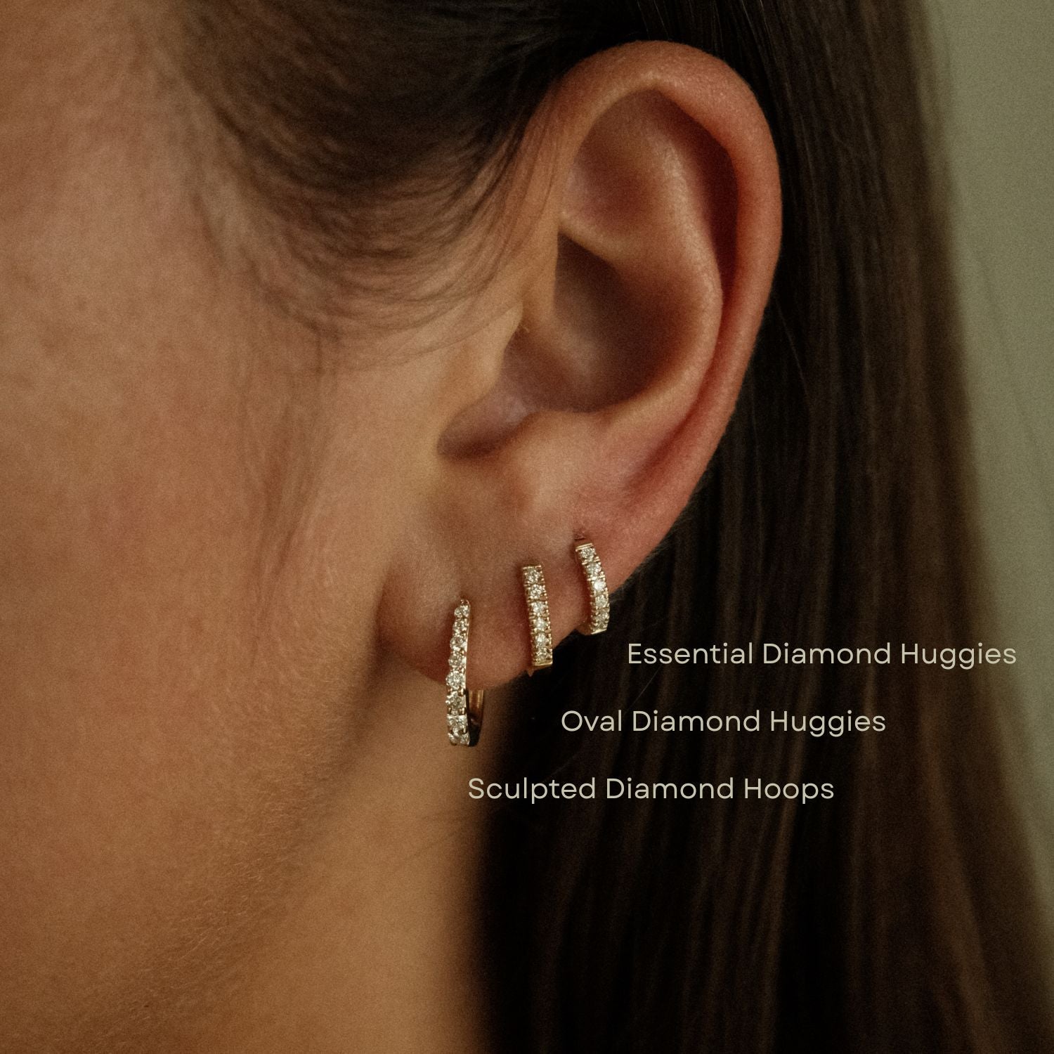 Diamond Hoops and Huggies Combination