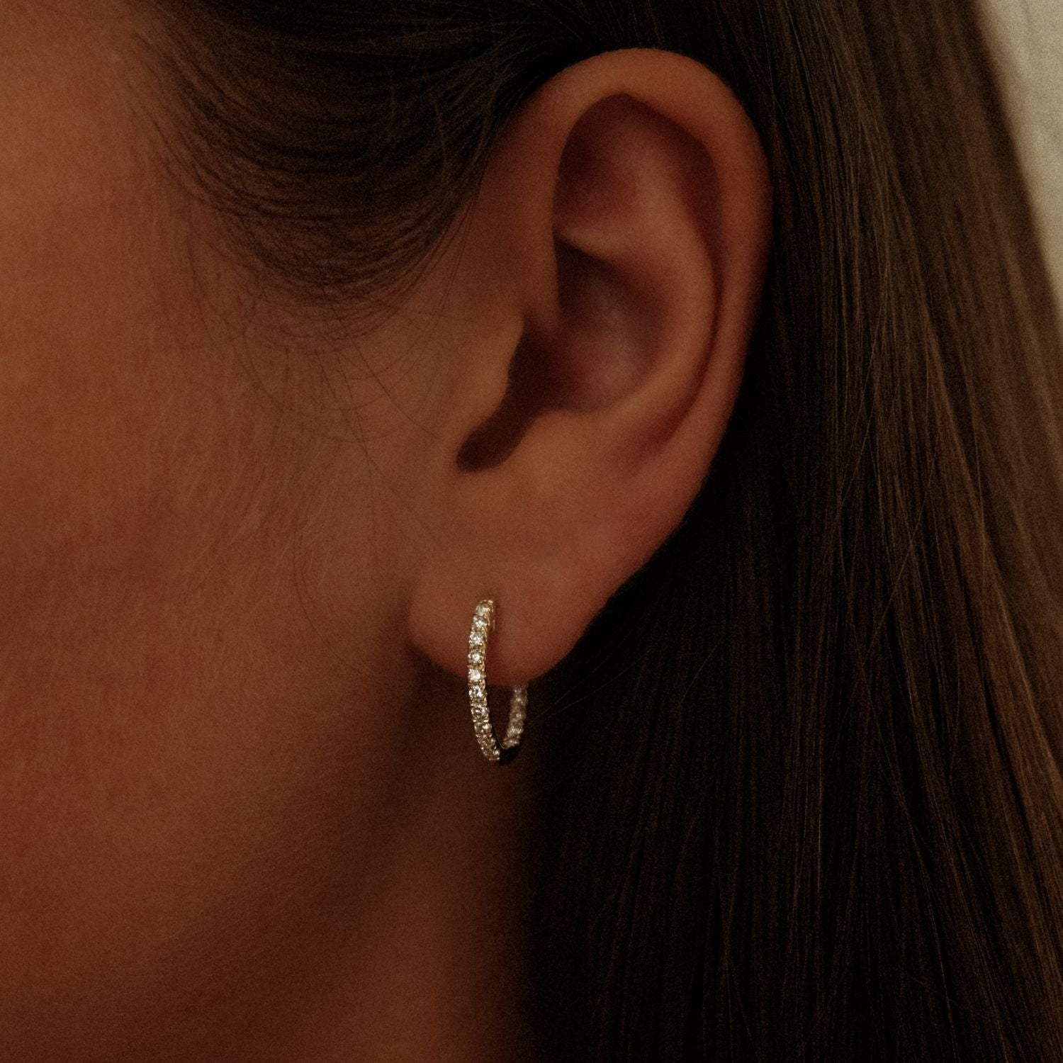 Dubbele rij diamant hoops