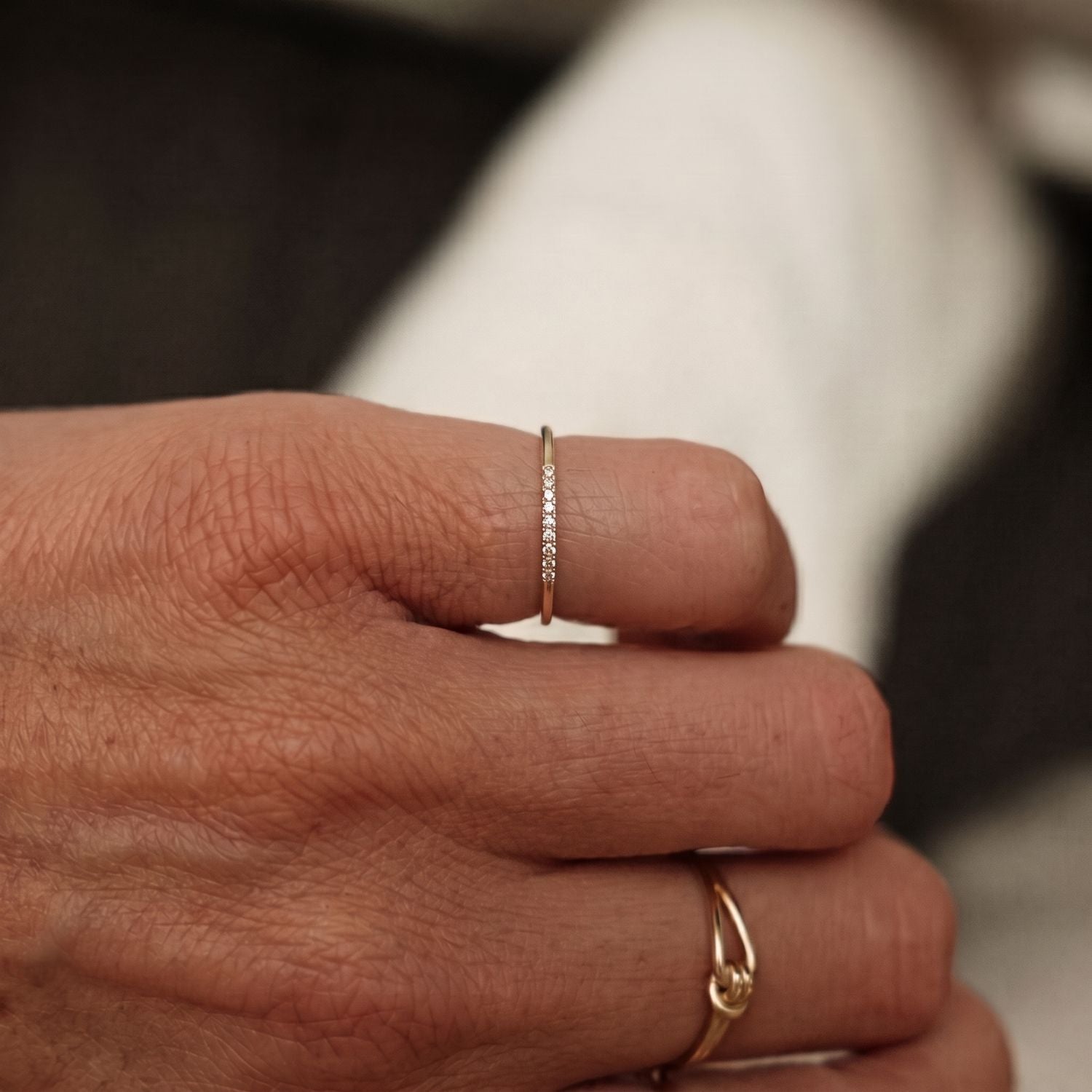 Dunne diamant ring voor je pink