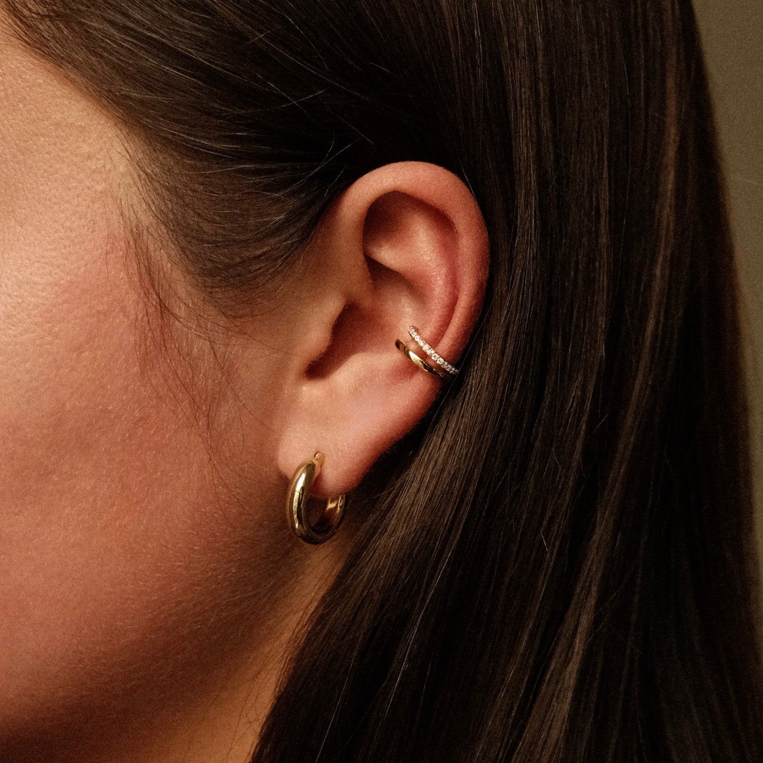 Ear cuff duo met kristal