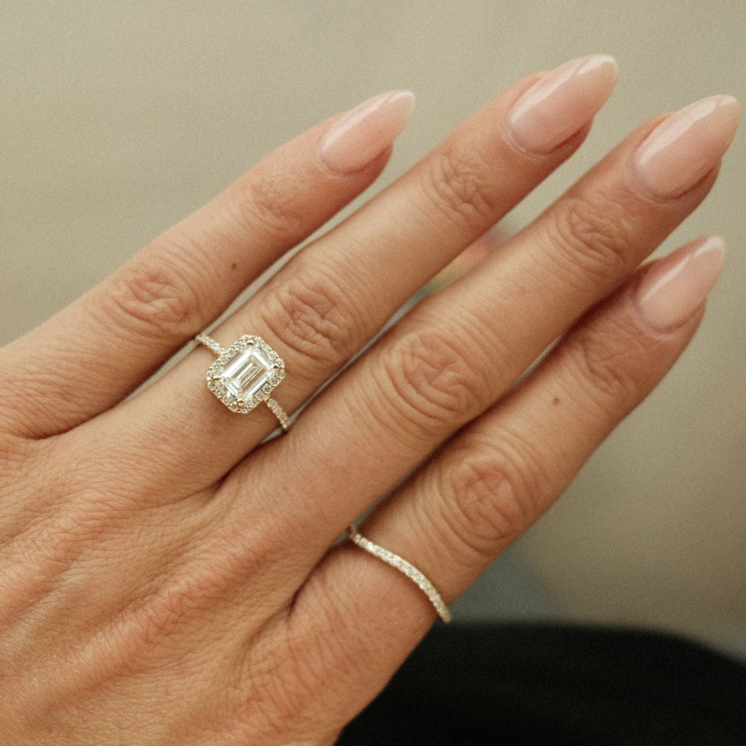 Emerald-Cut Diamond Ring Halo