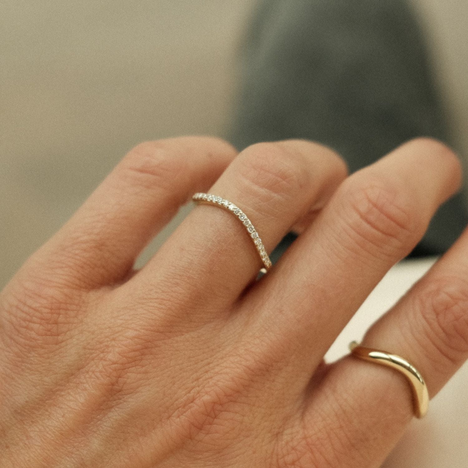 Gebogen Ring met Diamant Goud