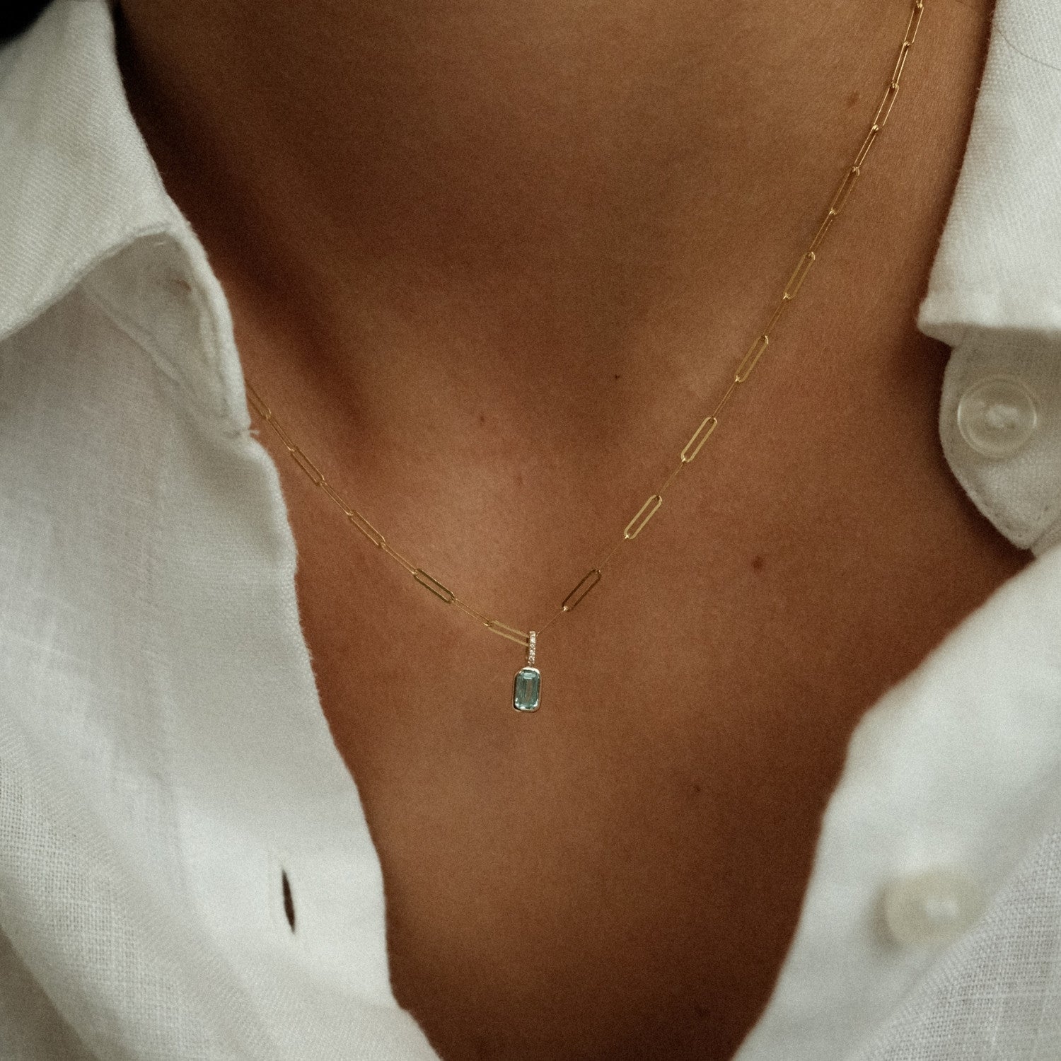 Geboortesteen hanger aquamarijn diamant