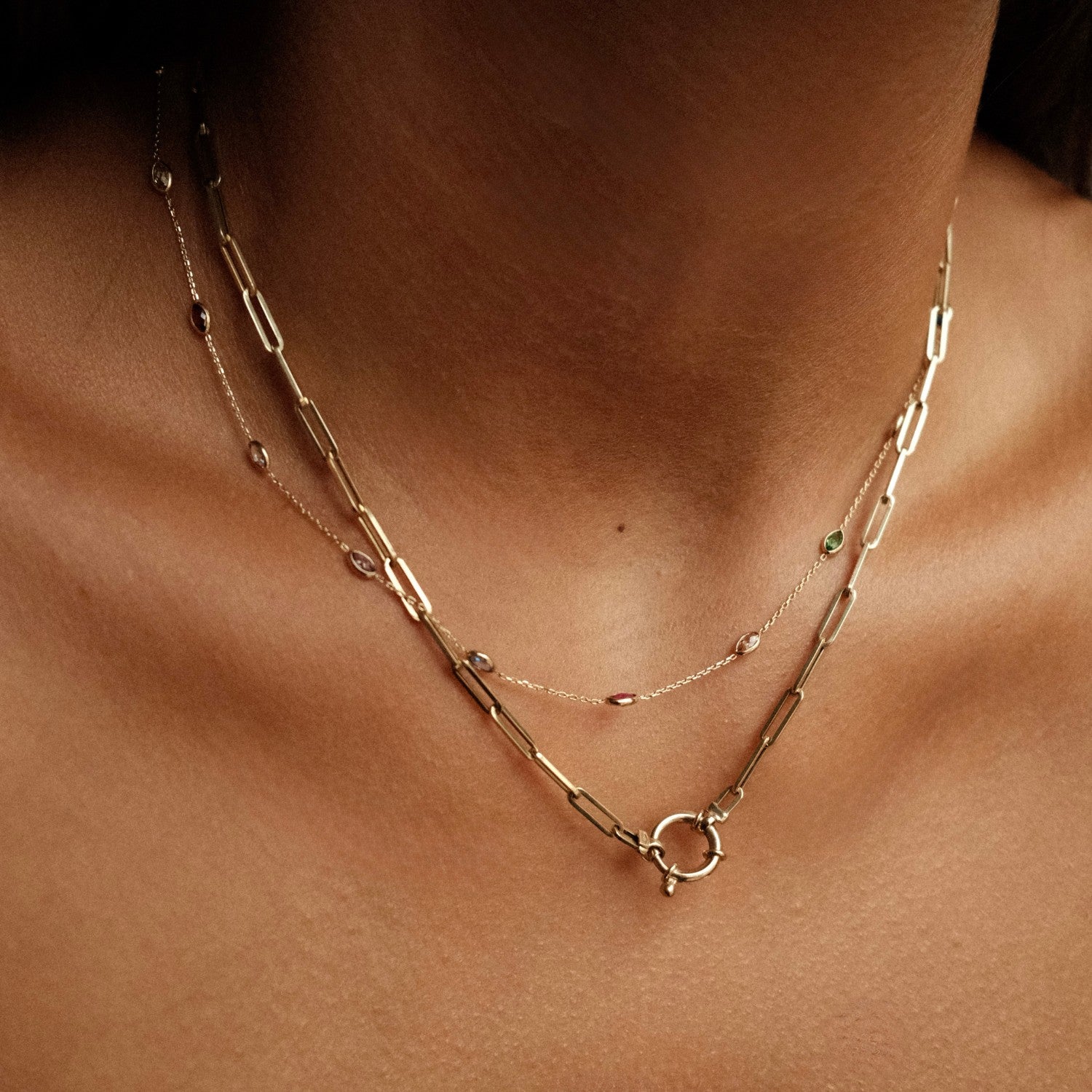 Gemstone en paperclip ketting