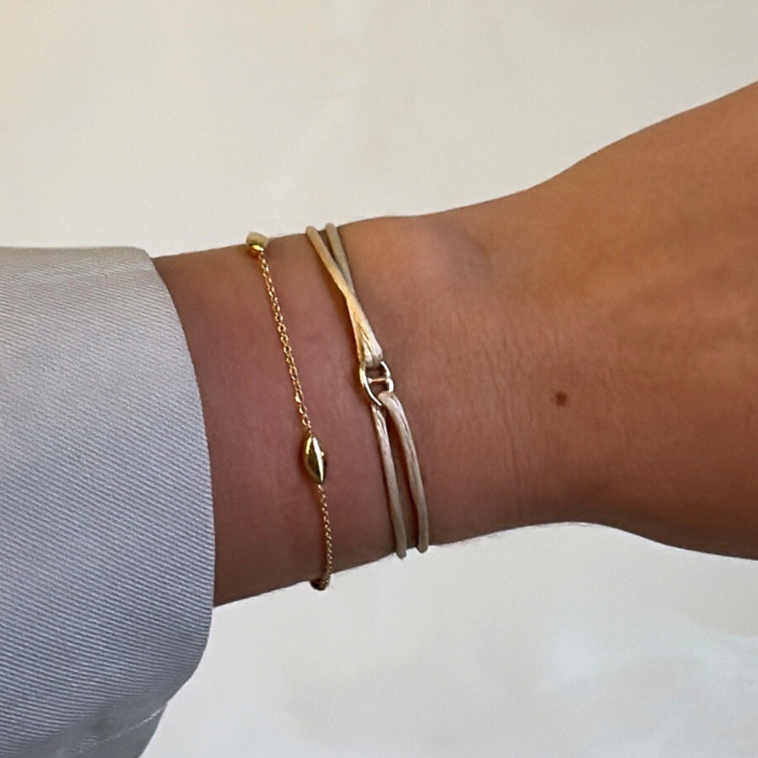 Gold Anchor Satin Bracelet