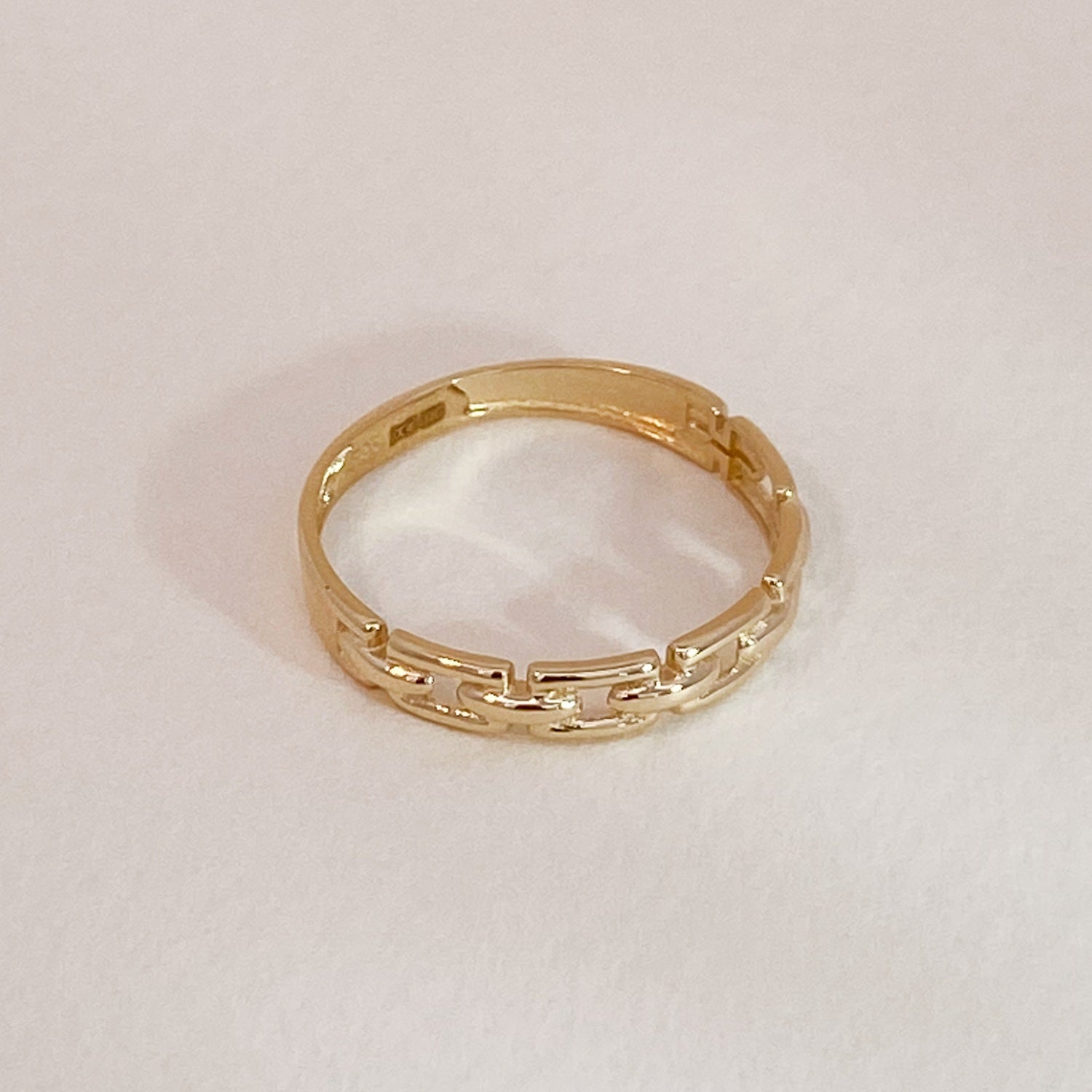 Gold Blocked Chain Ring