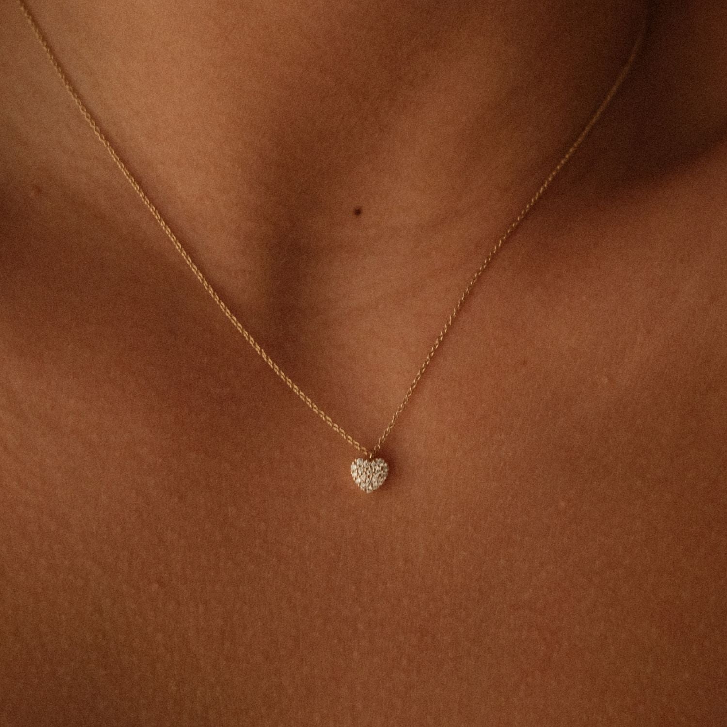 Gold Necklace with Diamond Heart