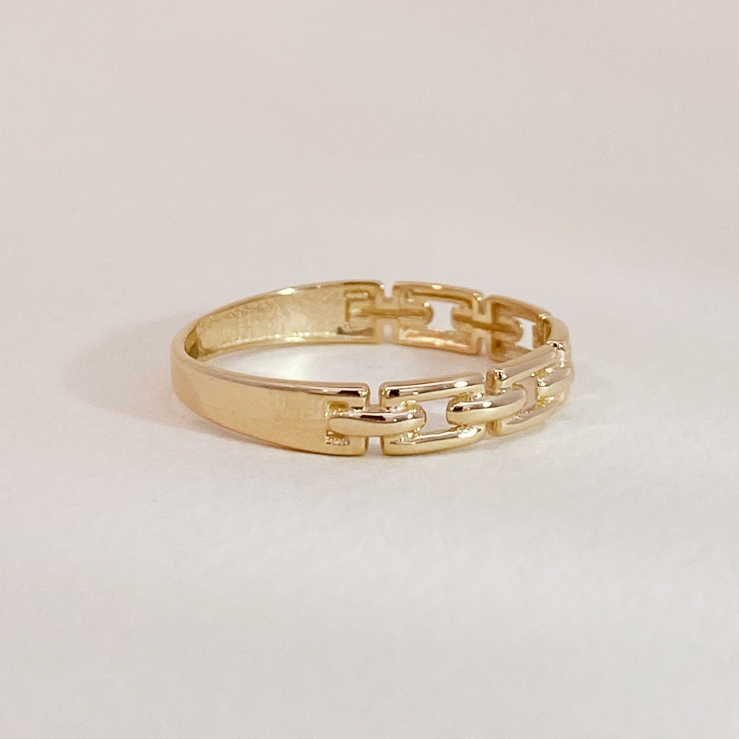 Golden Blocked Chain Ring