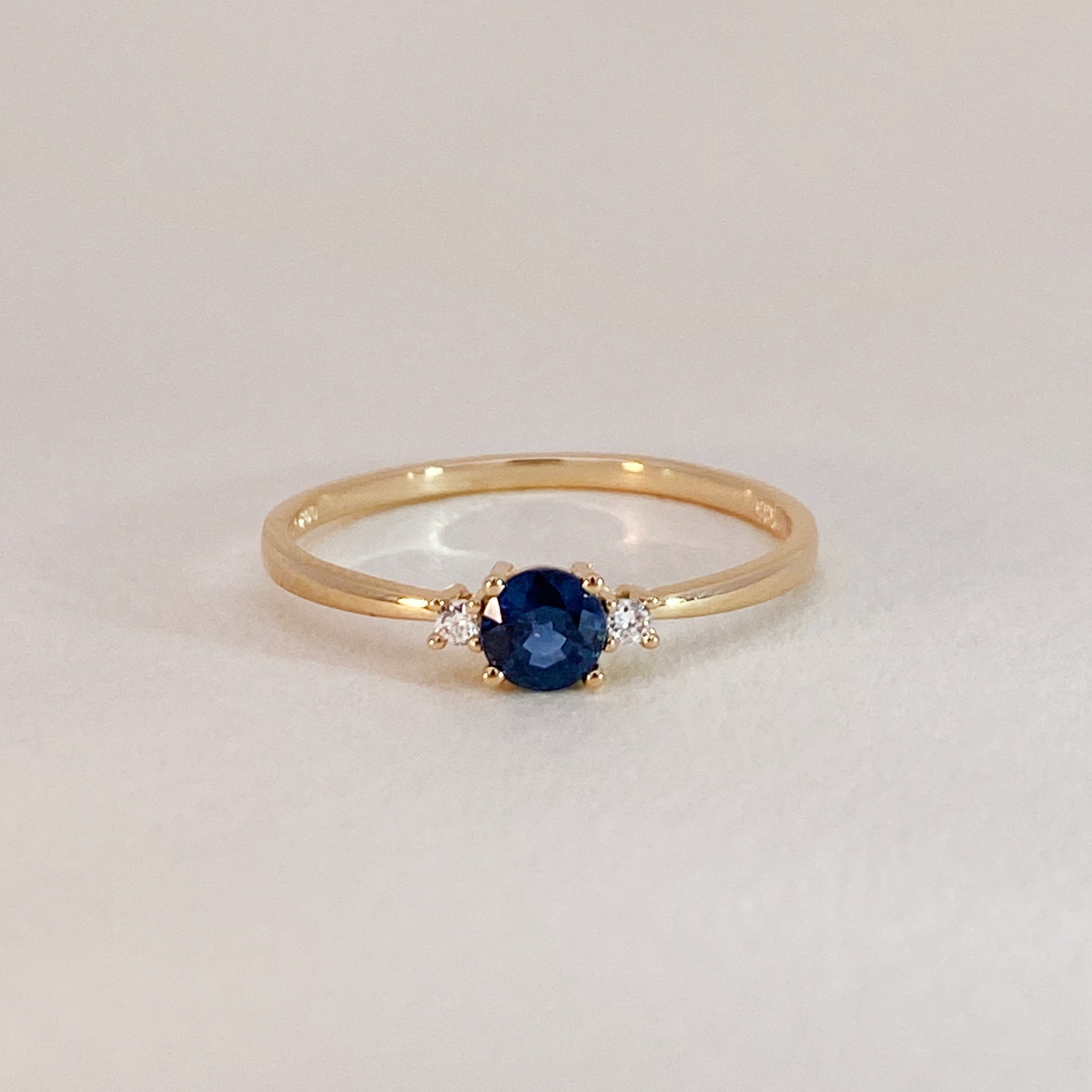 Golden Sapphire & Diamond Ring