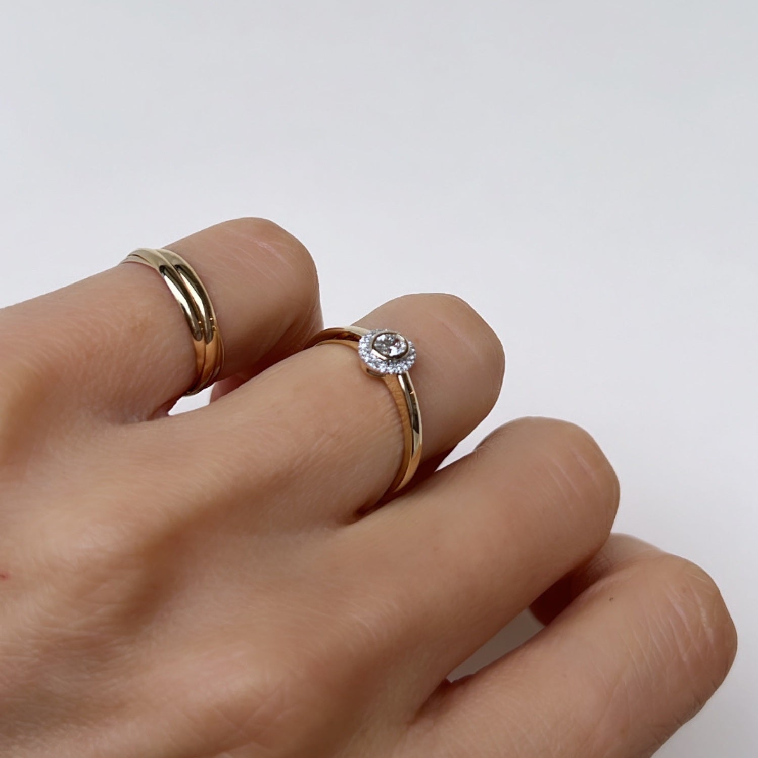 Goud Ovaal Diamant Halo ring