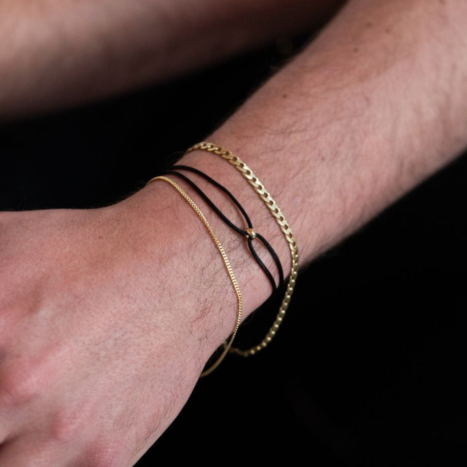 Gouden Kraal Met Satijnen Armband Zwart