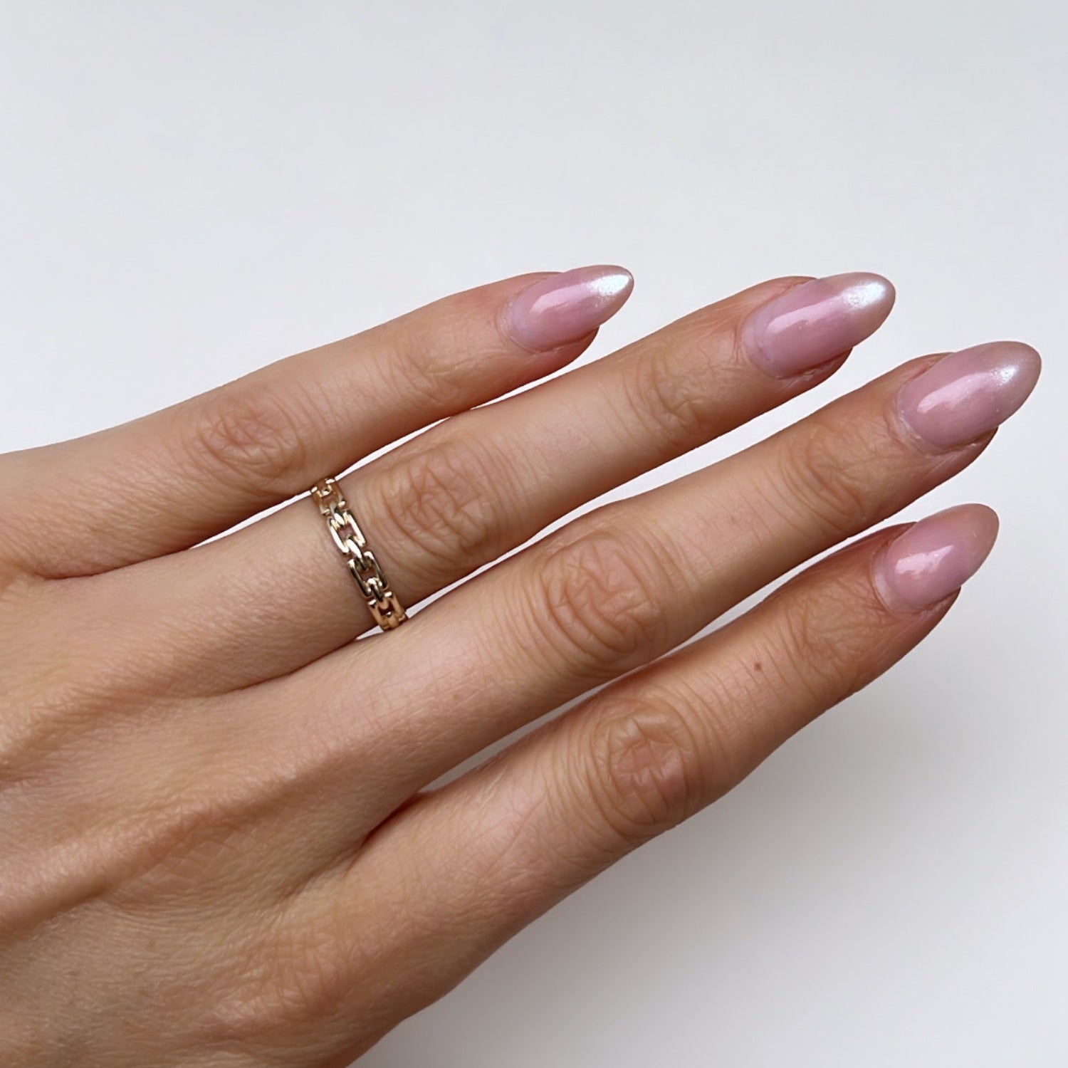 Gouden Recht hoekige Chain Ring